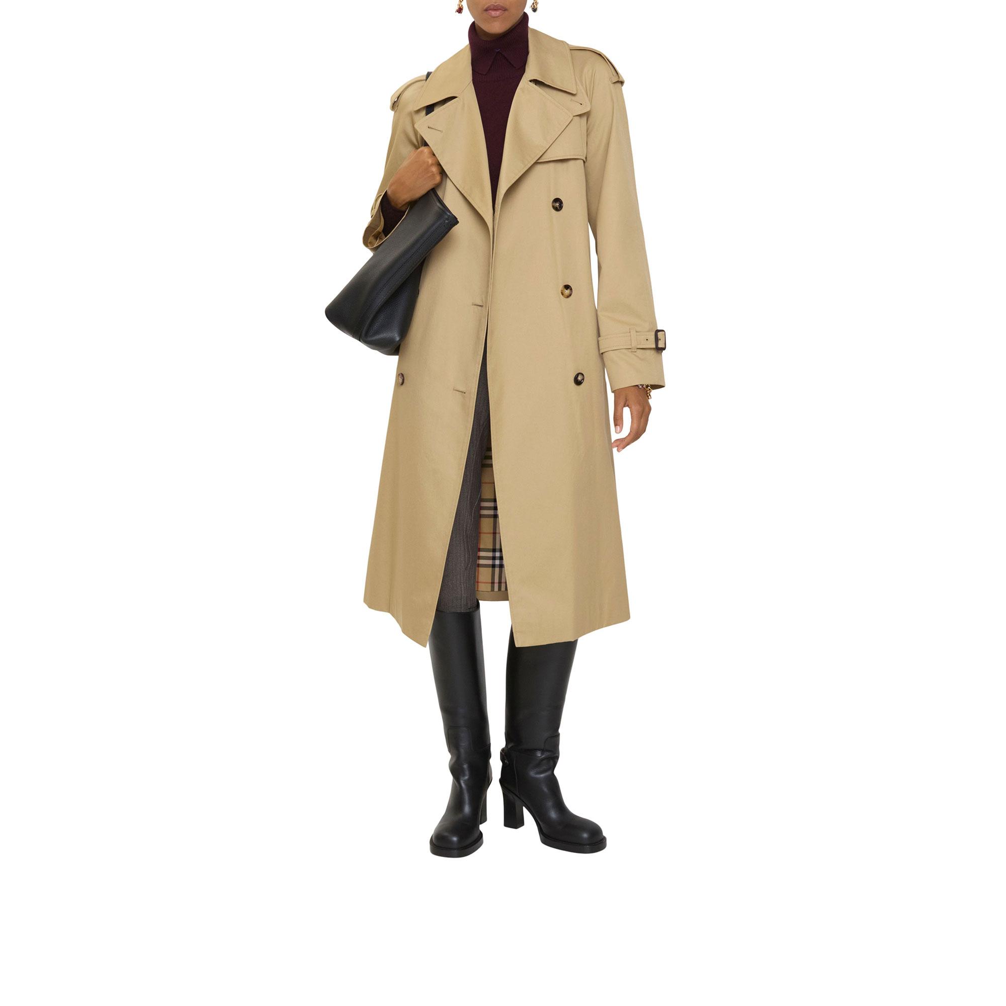 Burberry Long Castleford Kadın Bej Trençkot