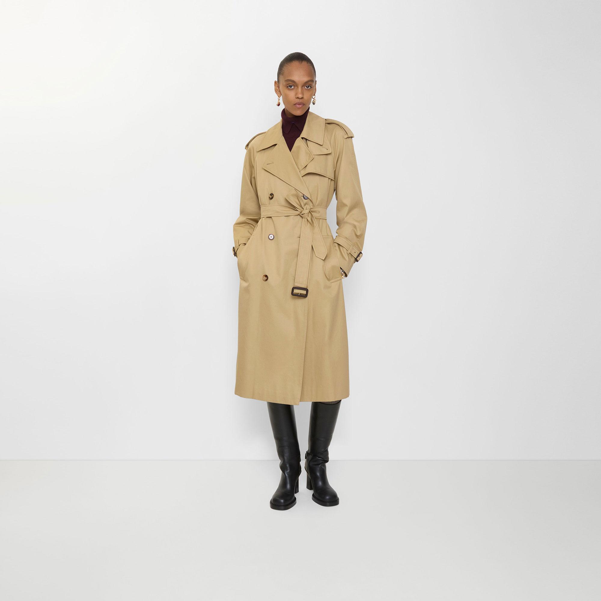 Burberry Long Castleford Kadın Bej Trençkot