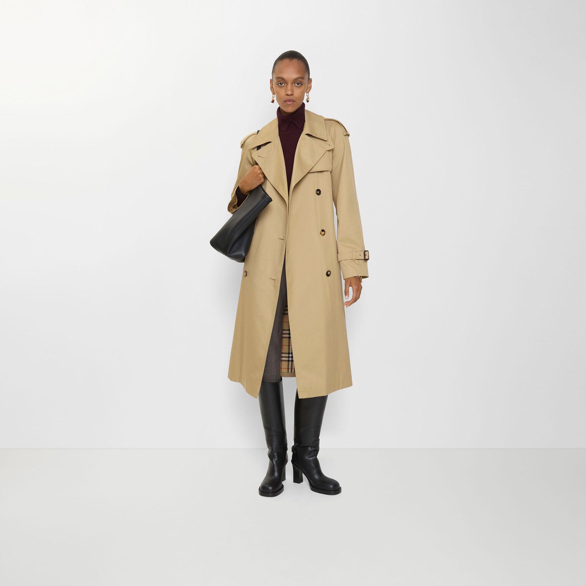 Burberry Long Castleford Kadın Bej Trençkot