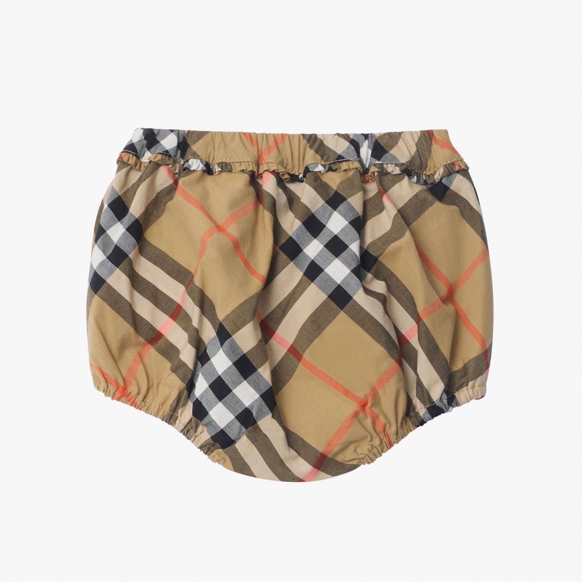 Burberry Check Cotton Çocuk Bej Elbise