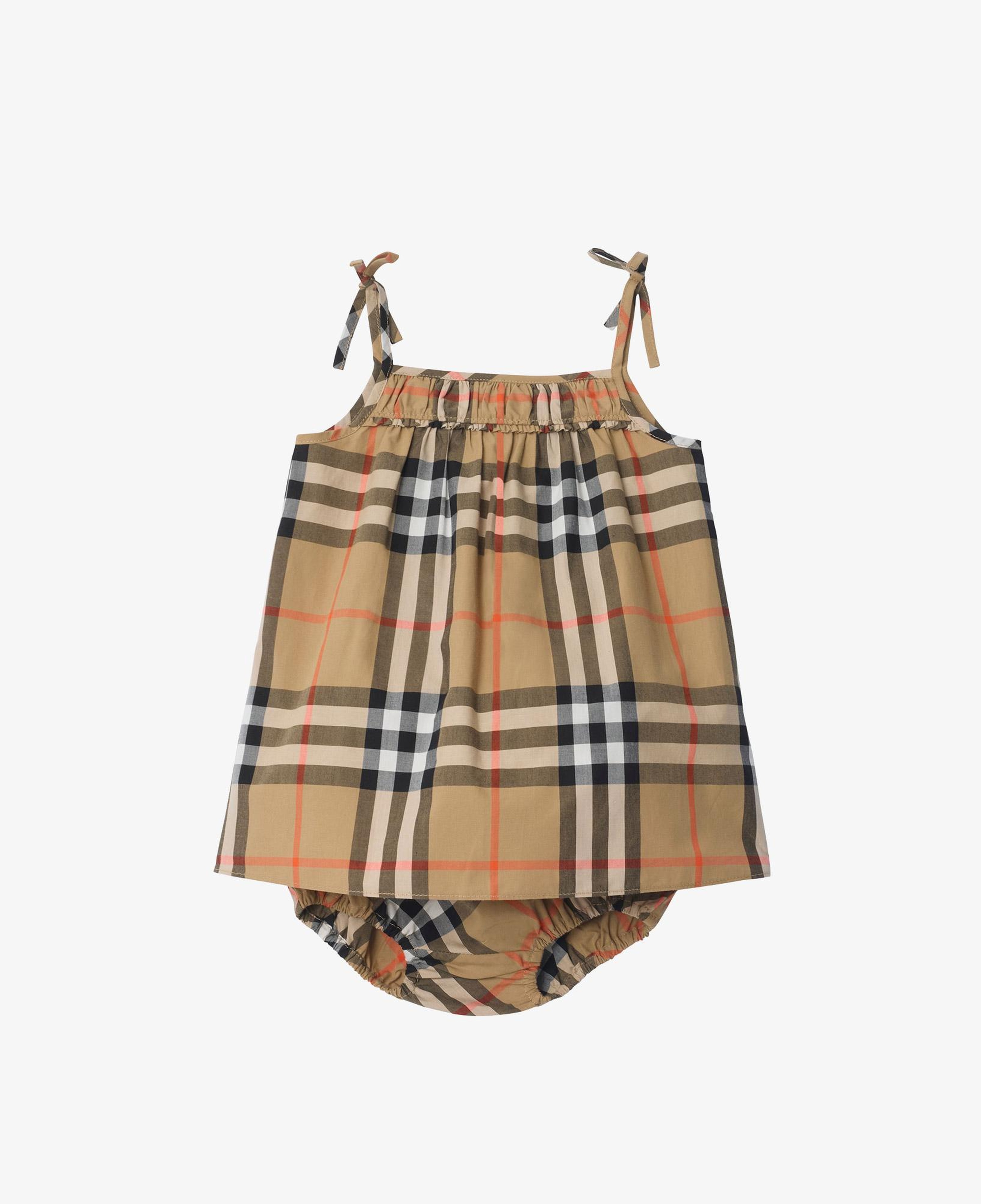 Burberry Check Cotton Çocuk Bej Elbise