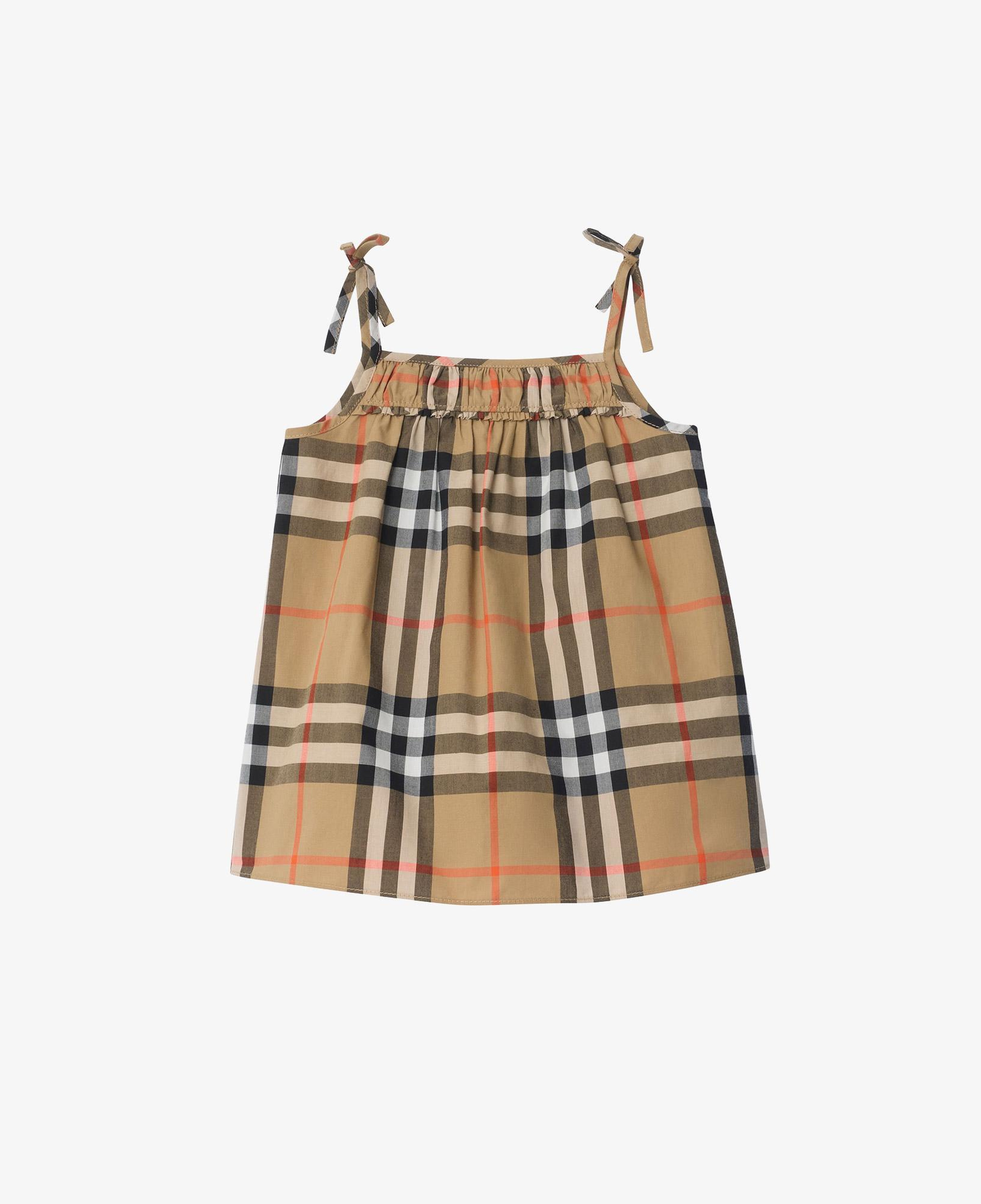 Burberry Check Cotton Çocuk Bej Elbise