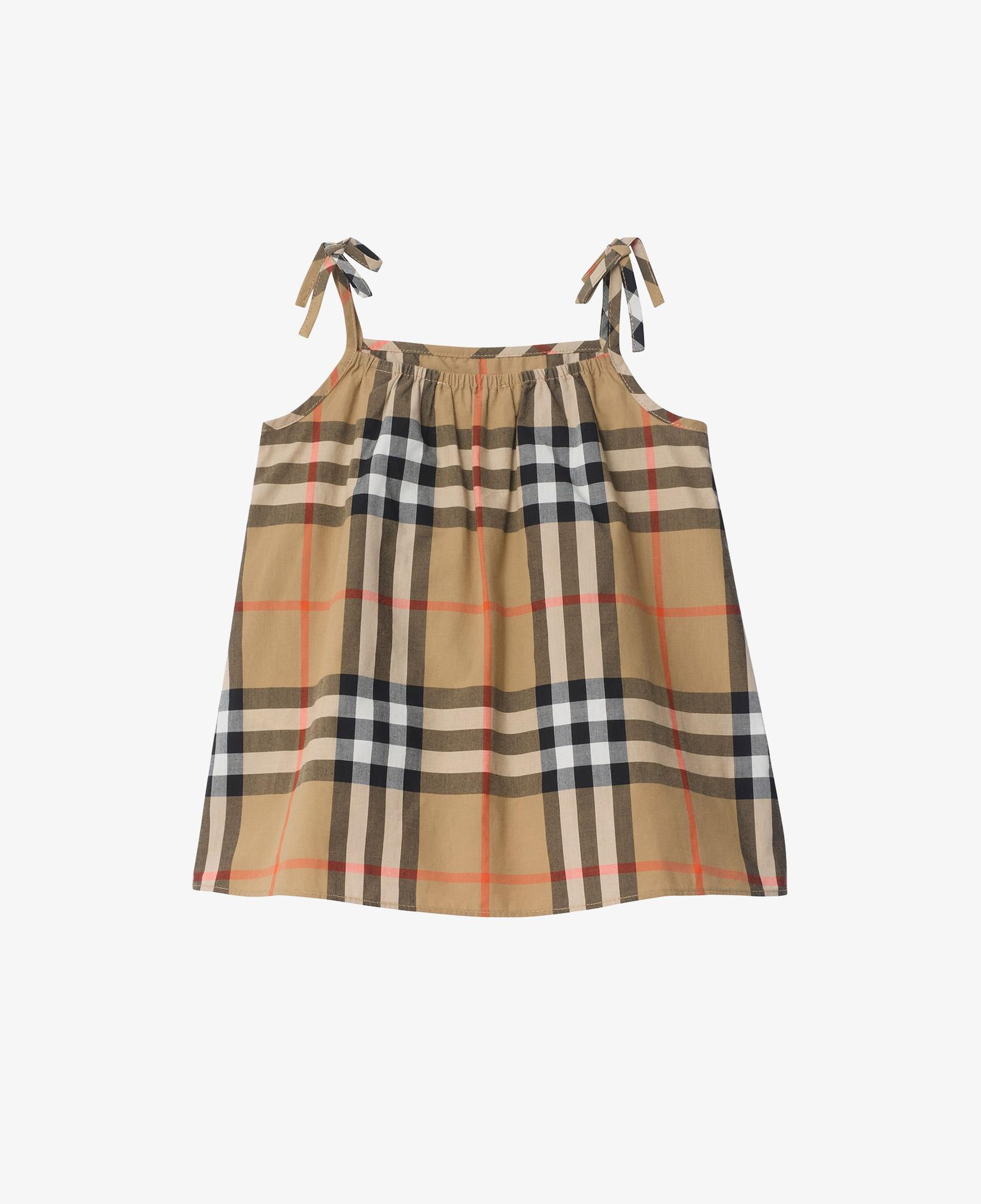 Burberry Check Cotton Çocuk Bej Elbise