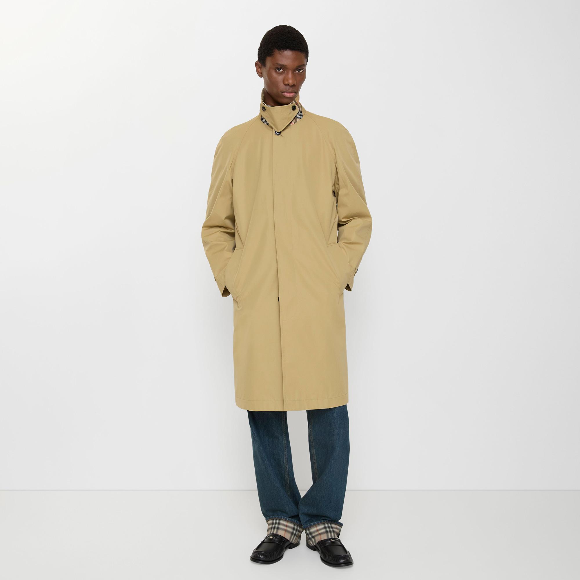 Burberry Long Cotton Car Erkek Bej Pardesü