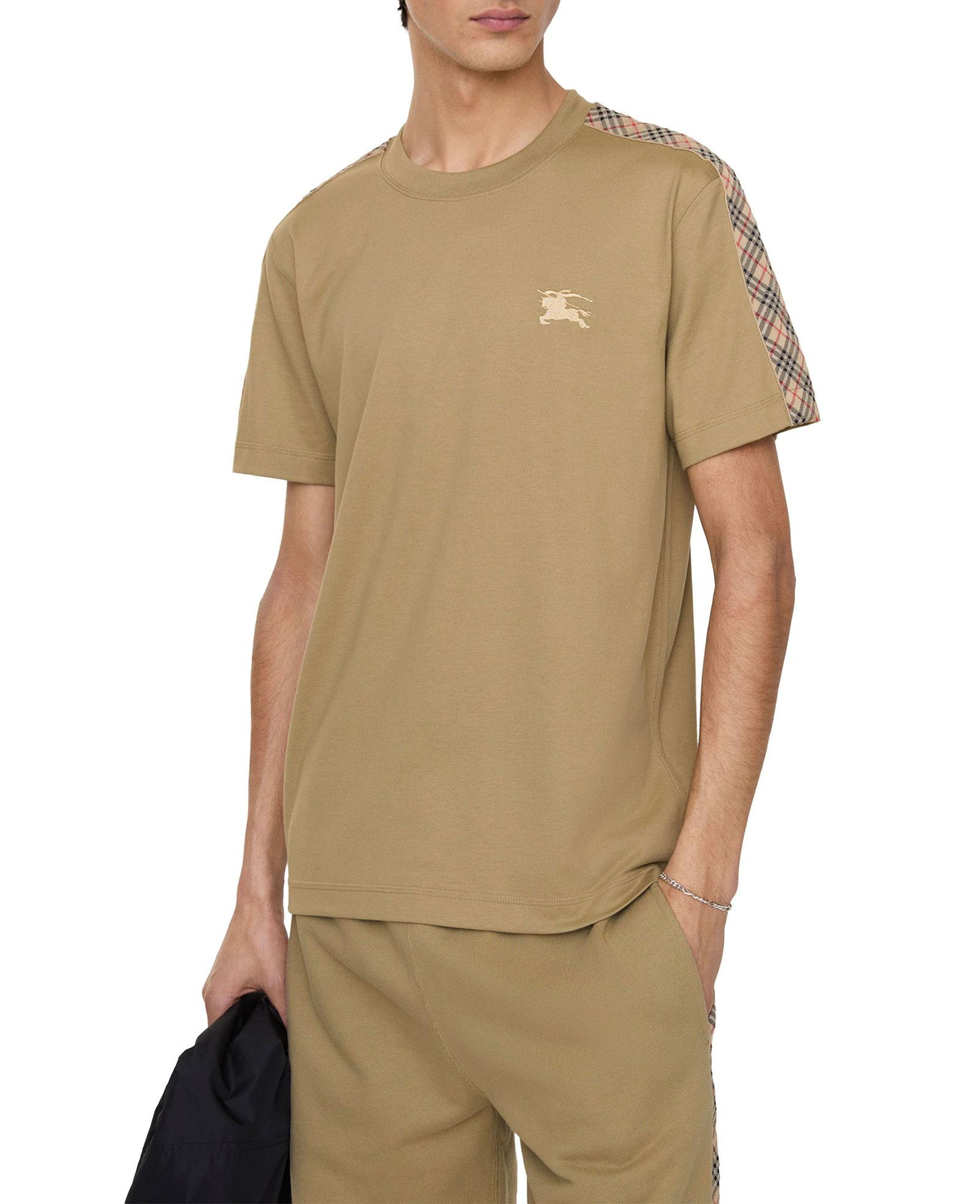 Burberry Check Trim Cotton Erkek Bej T-Shirt