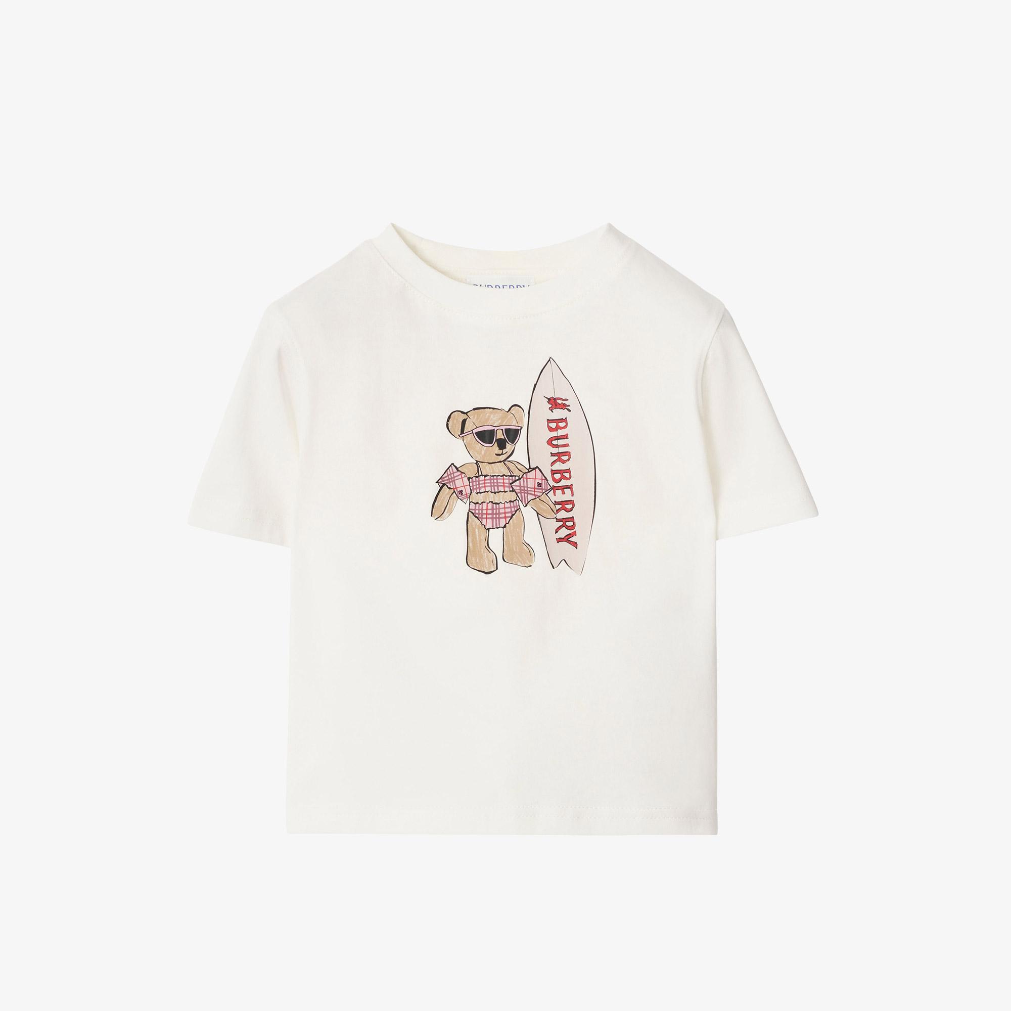 Burberry Surfer Bear Cotton Çocuk Beyaz T-Shirt