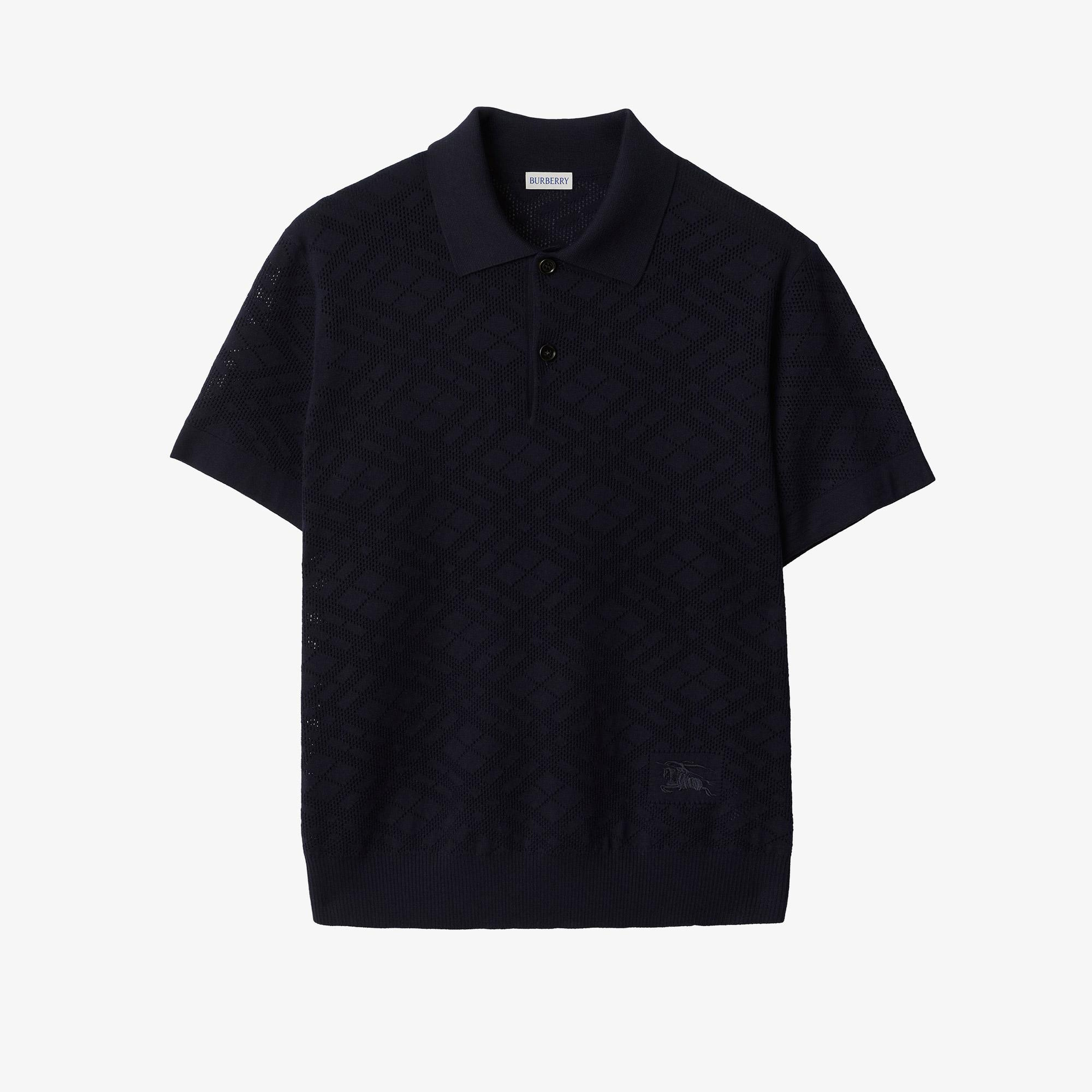 Burberry Check Wool Erkek Lacivert Polo