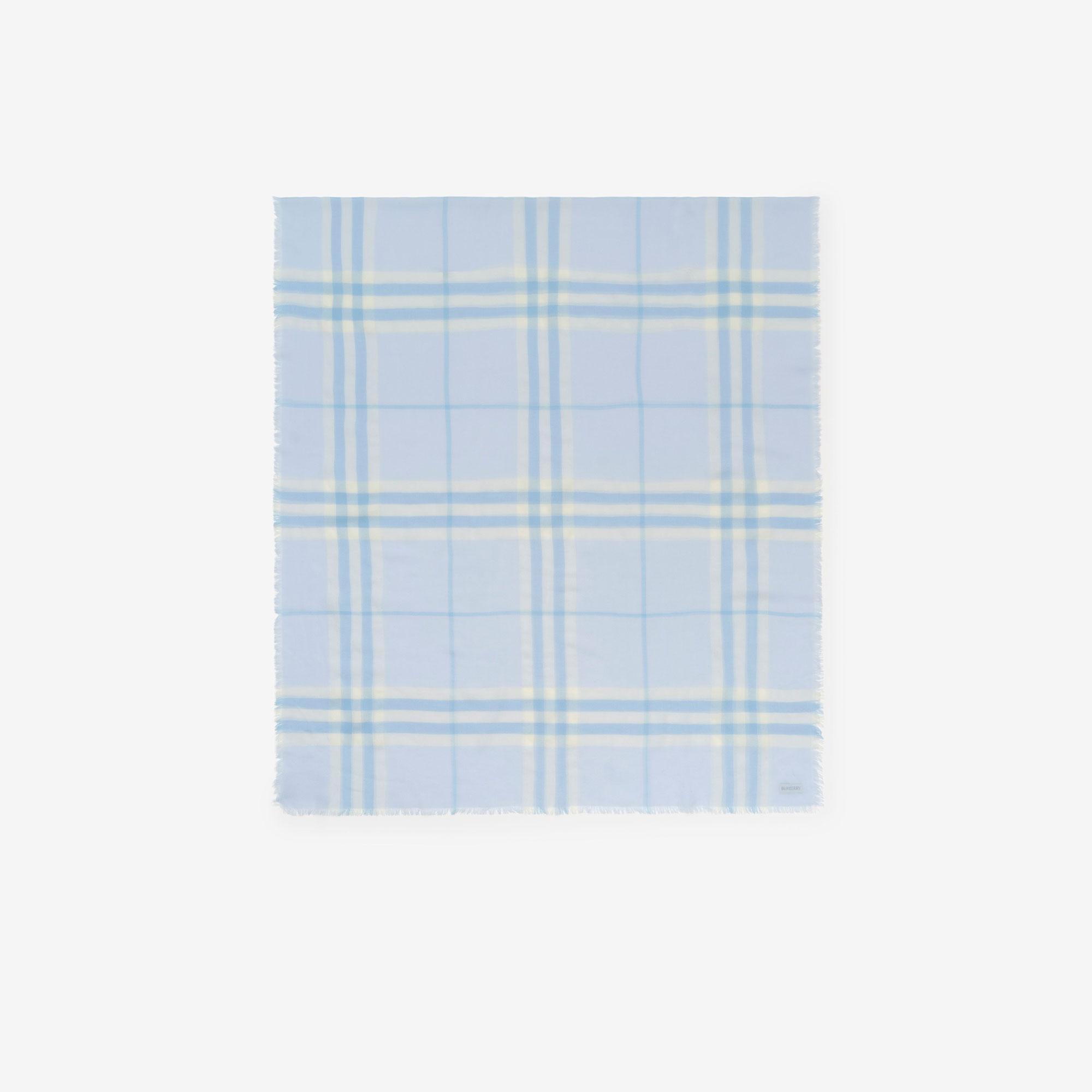 Burberry Wide Check Wool Kadın Mavi Atkı