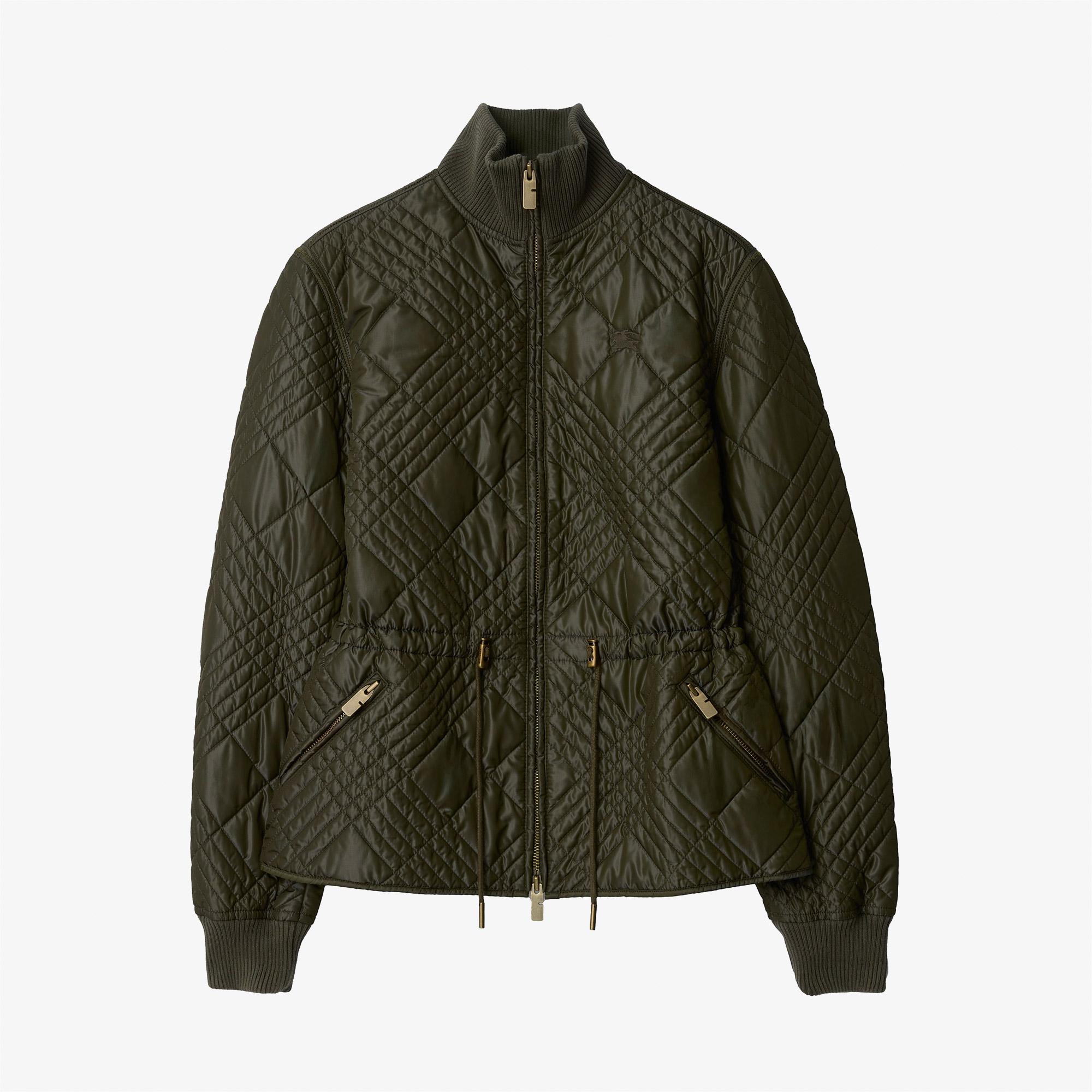 Burberry Micro Check-Stitch Nylon Wakerley Kadın Haki Mont