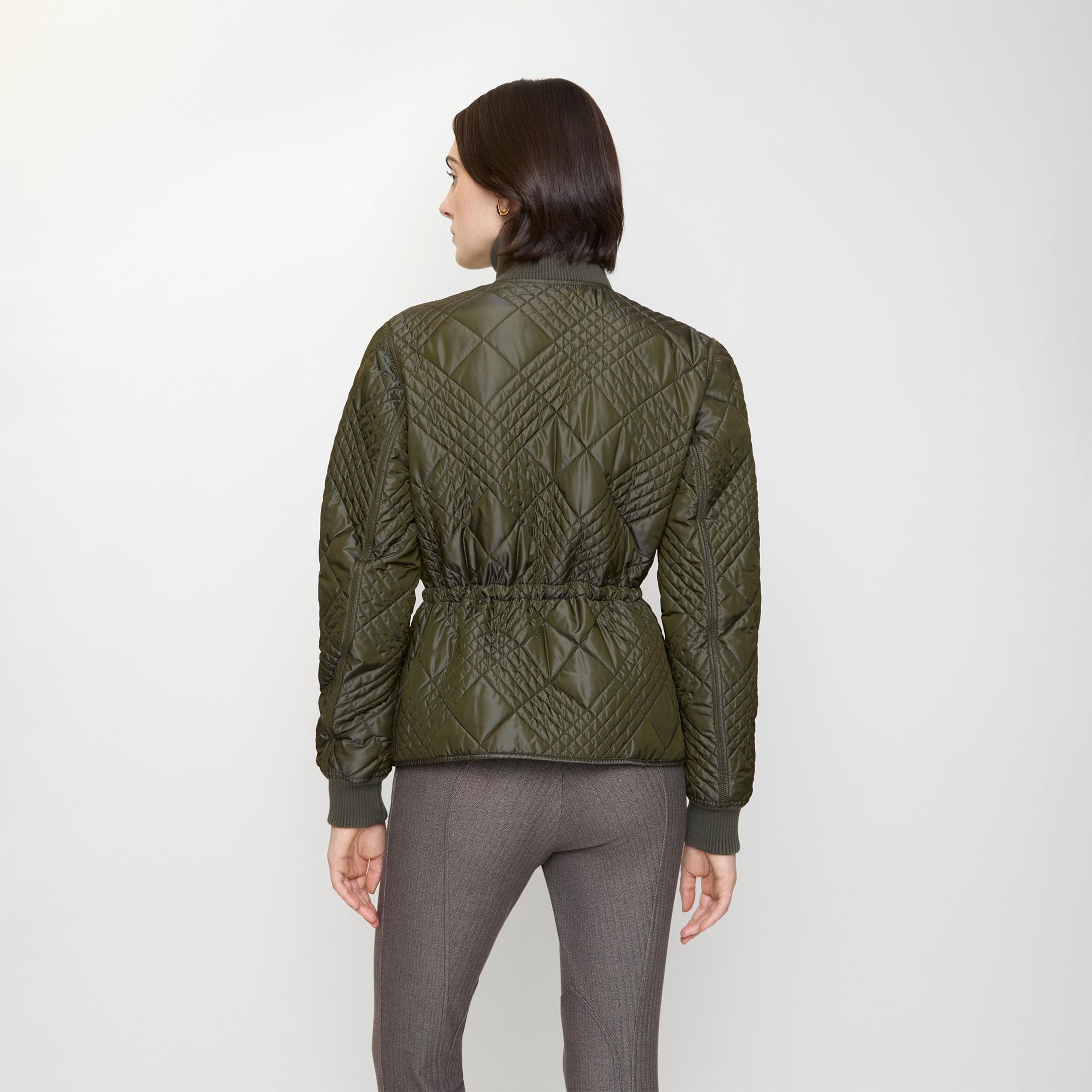 Burberry Micro Check-Stitch Nylon Wakerley Kadın Haki Mont