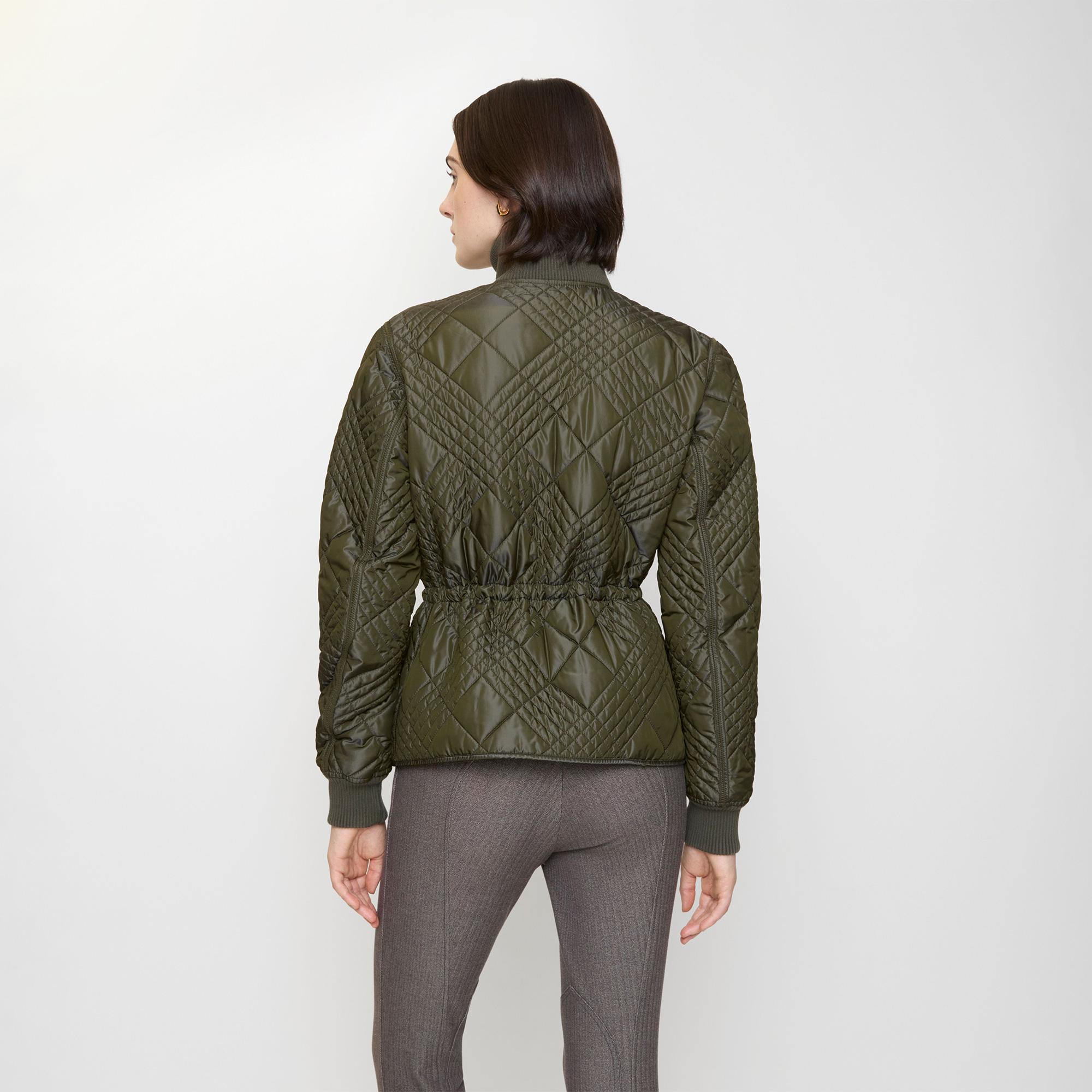 Burberry Micro Check-Stitch Nylon Wakerley Kadın Haki Mont