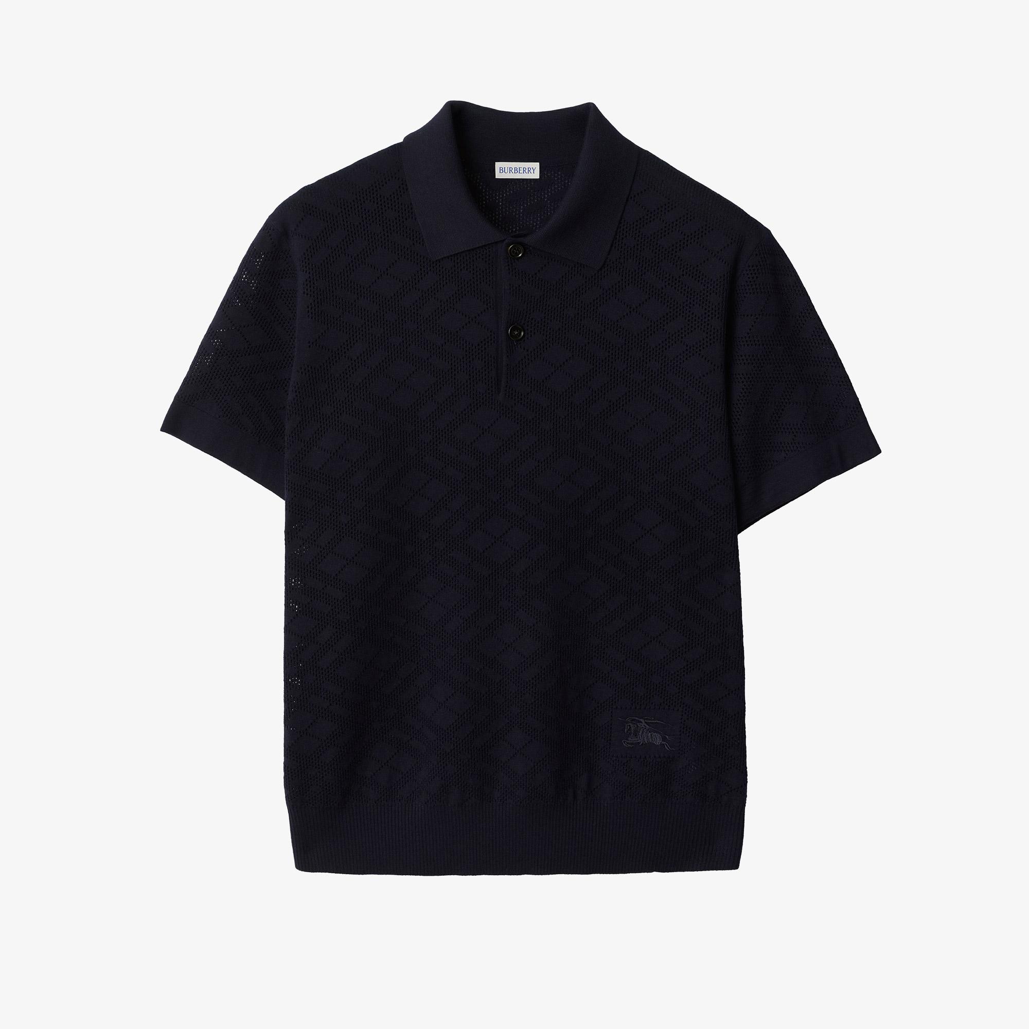 Burberry Check Wool Erkek Lacivert Polo