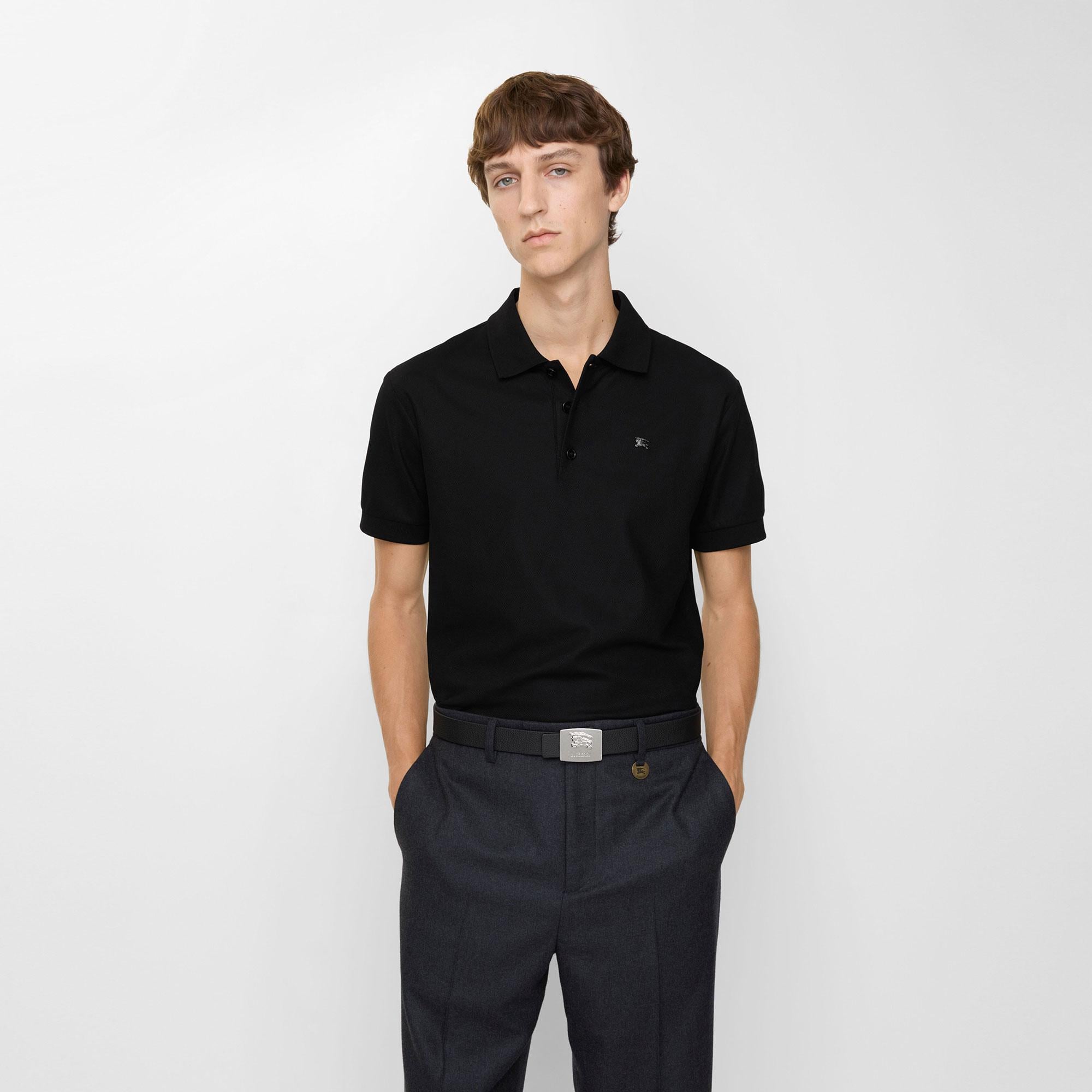 Burberry Metal Ekd Cotton Erkek Siyah Polo