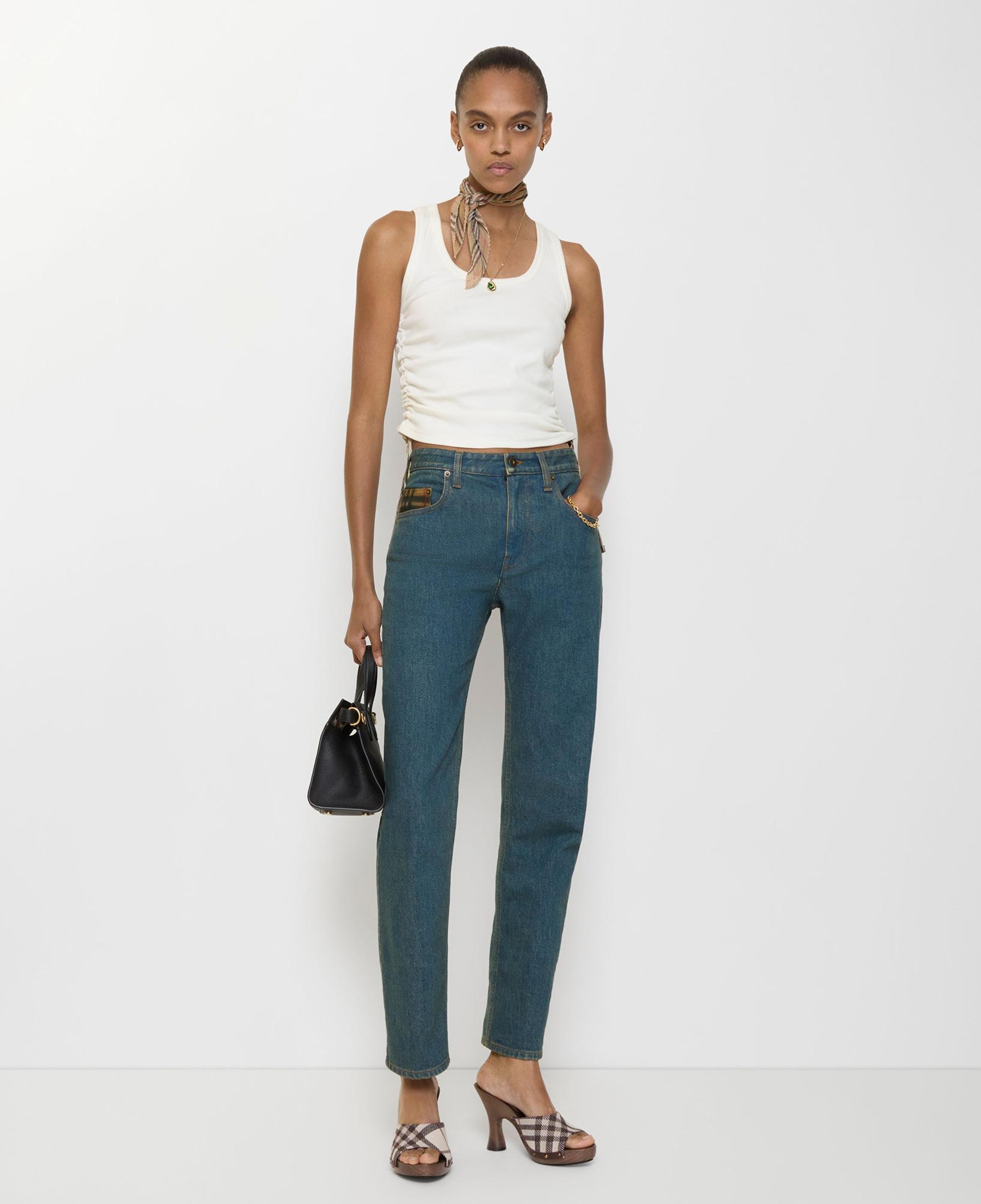 Burberry Mid-Rise Straight Kadın Lacivert Jean