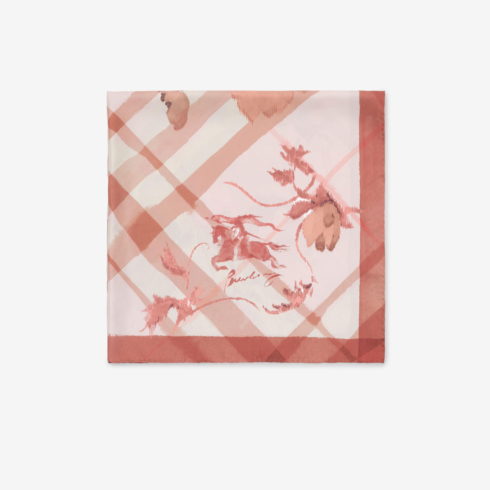 Burberry Watercolour Check Silk Kadın Pembe Eşarp