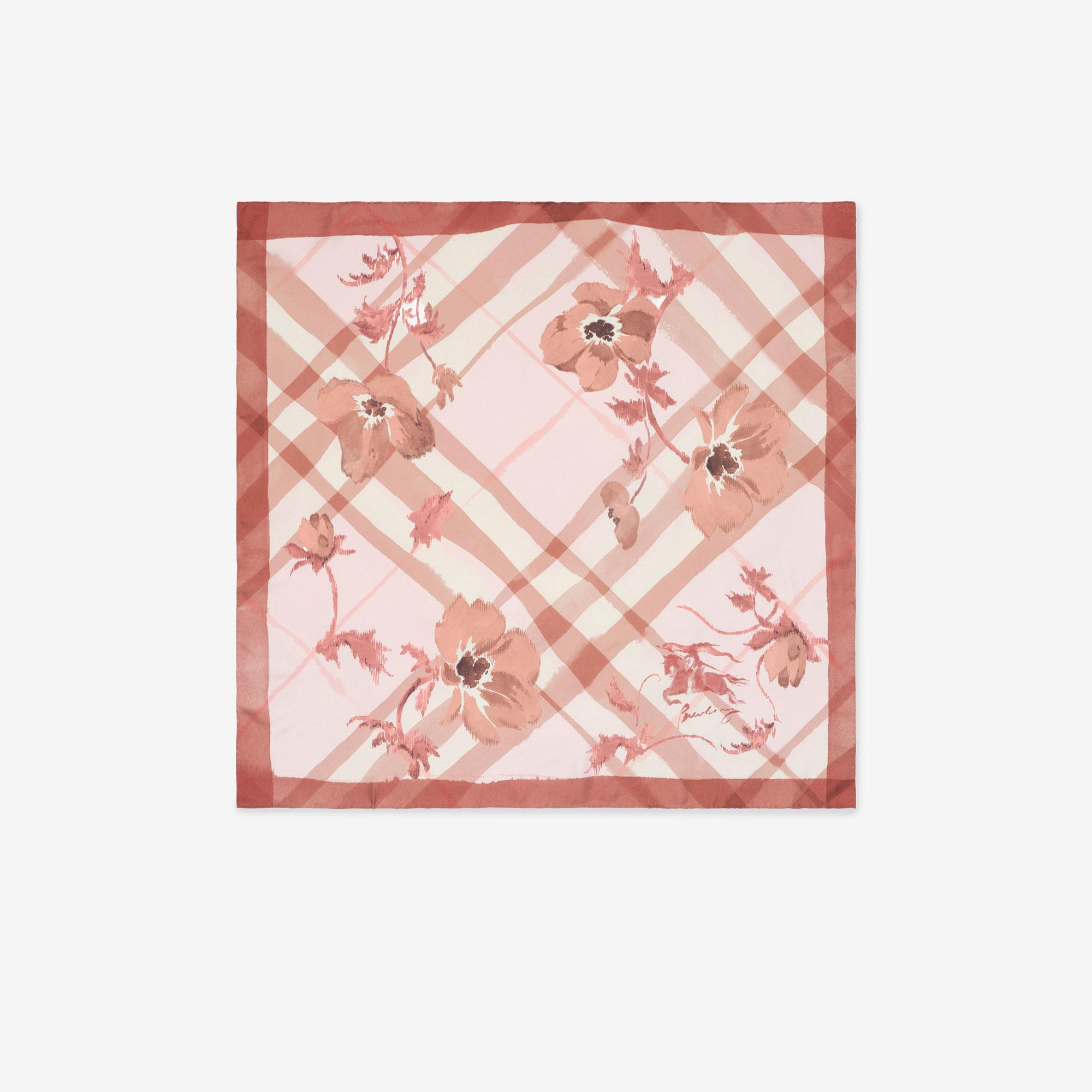 Burberry Watercolour Check Silk Kadın Pembe Eşarp