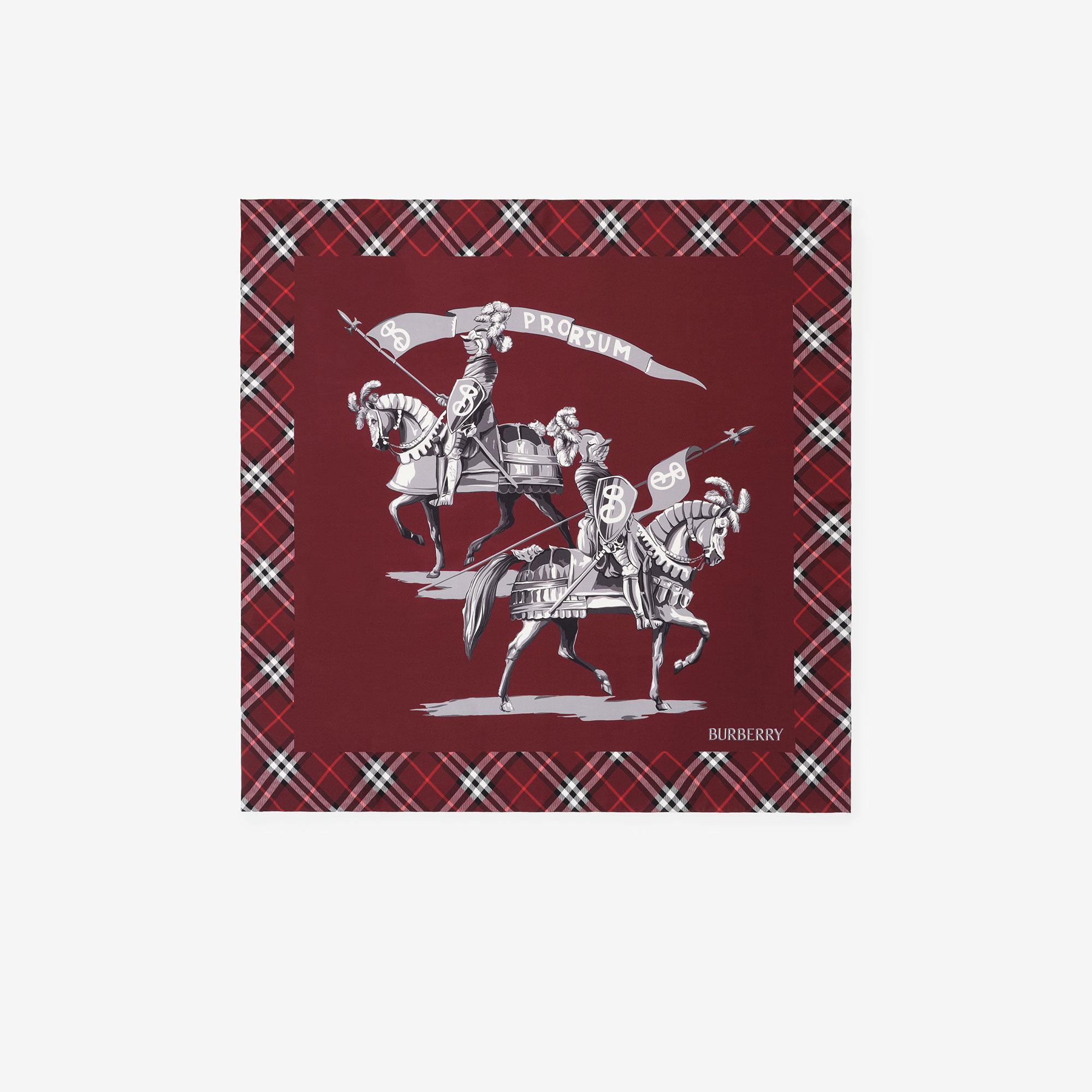 Burberry Archive Knight Silk Kadın Bordo Eşarp