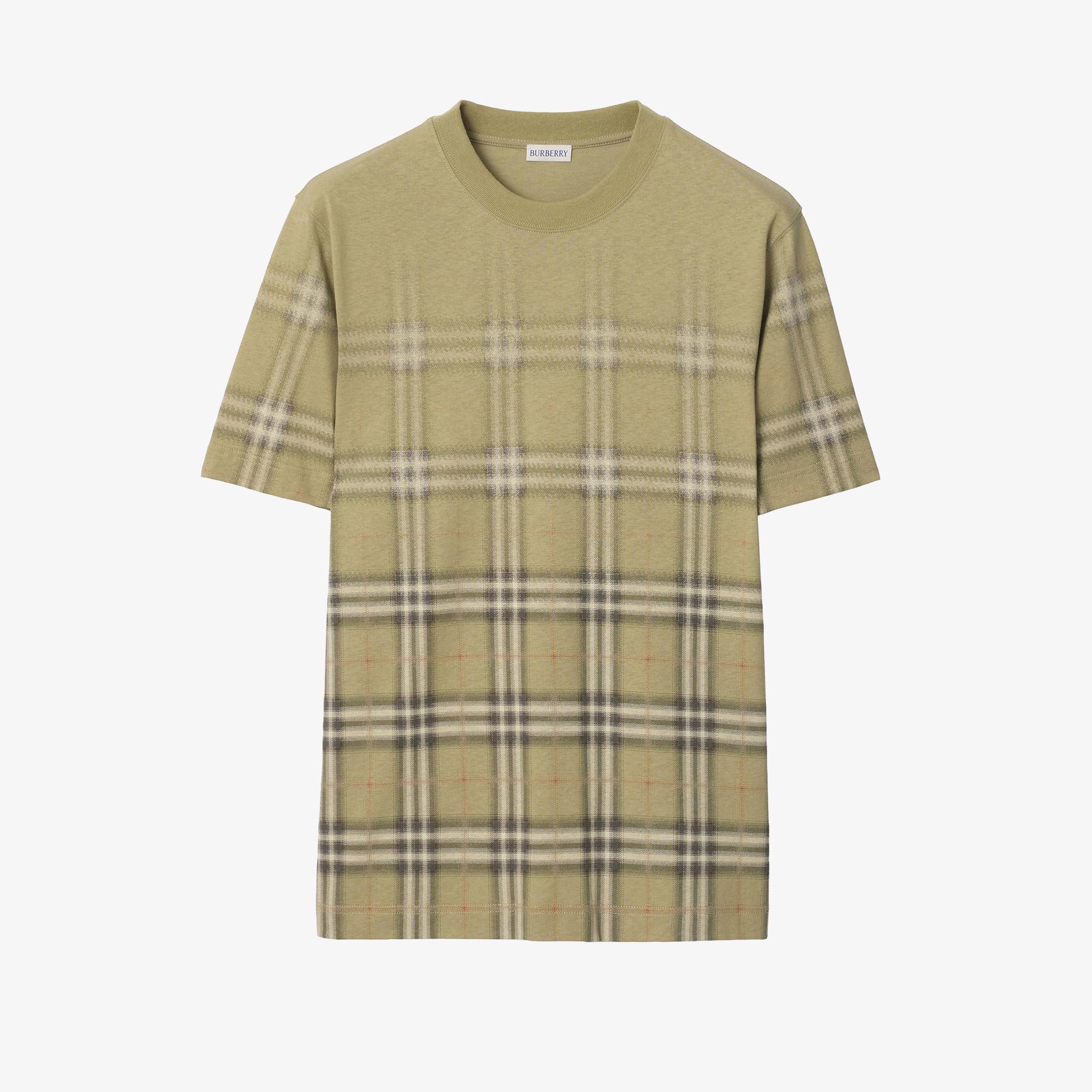 Burberry Gradient Check Cotton Erkek Haki T-Shirt