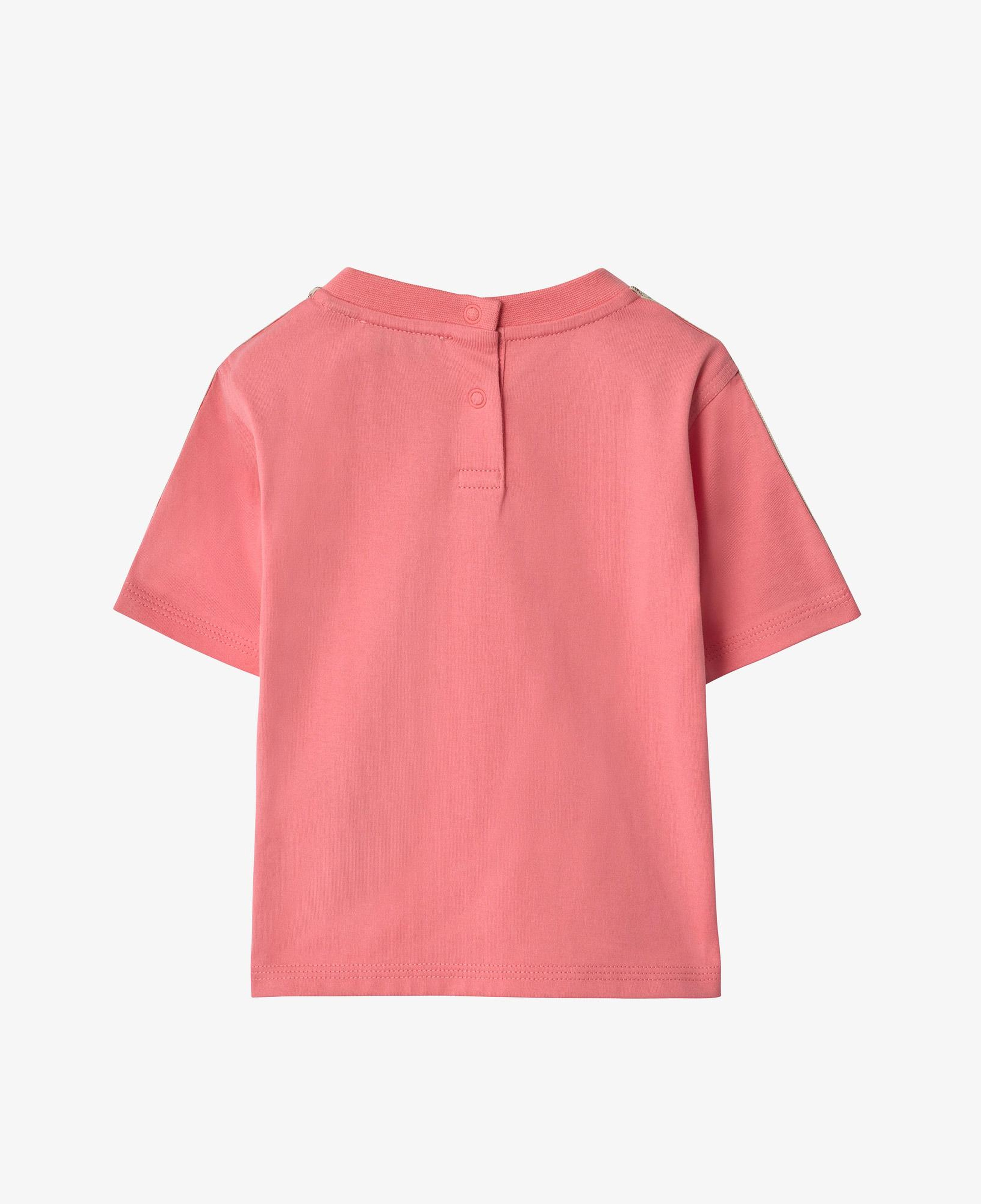 Burberry Check Trim Cotton Çocuk Pembe T-Shirt
