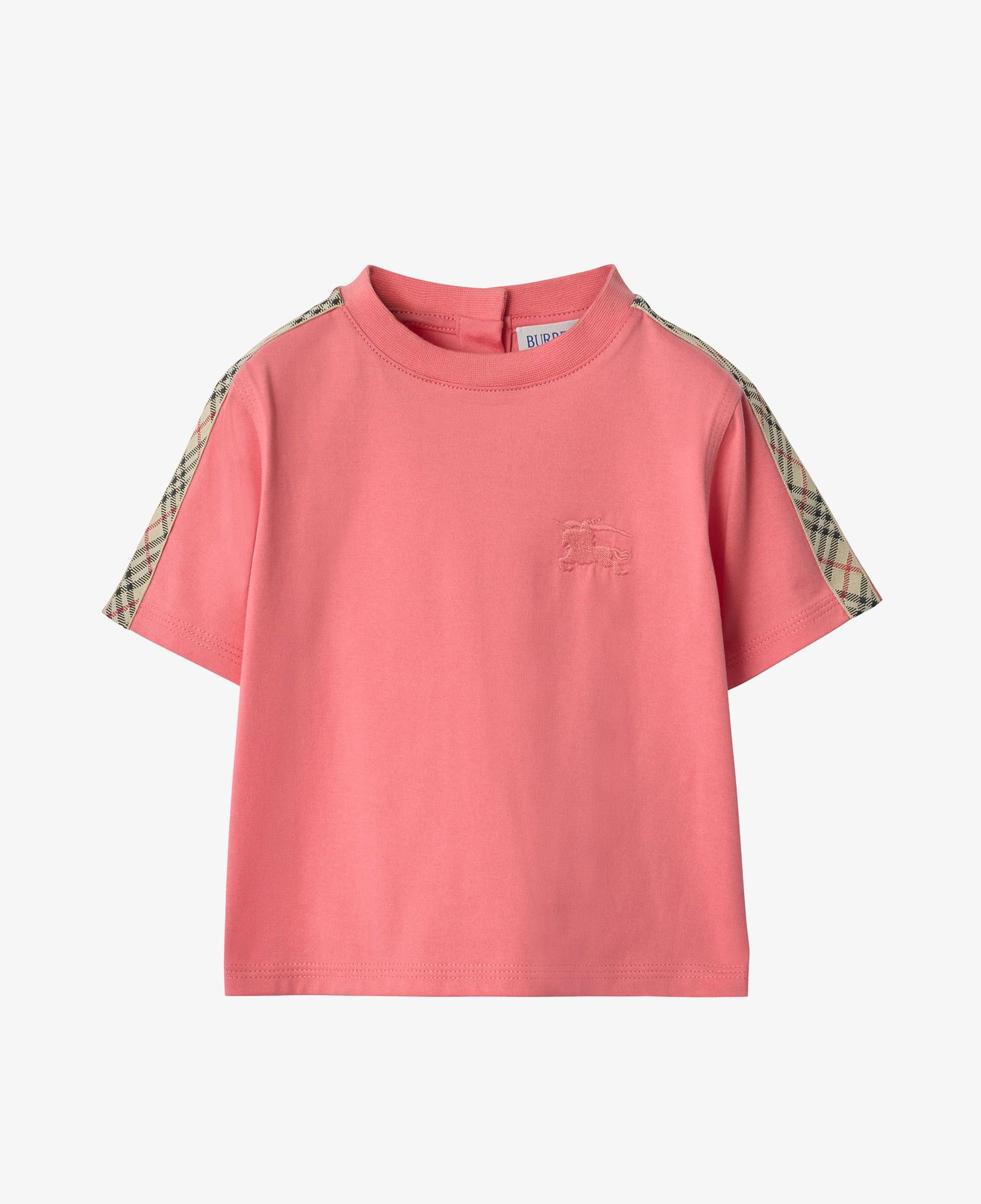 Burberry Check Trim Cotton Çocuk Pembe T-Shirt