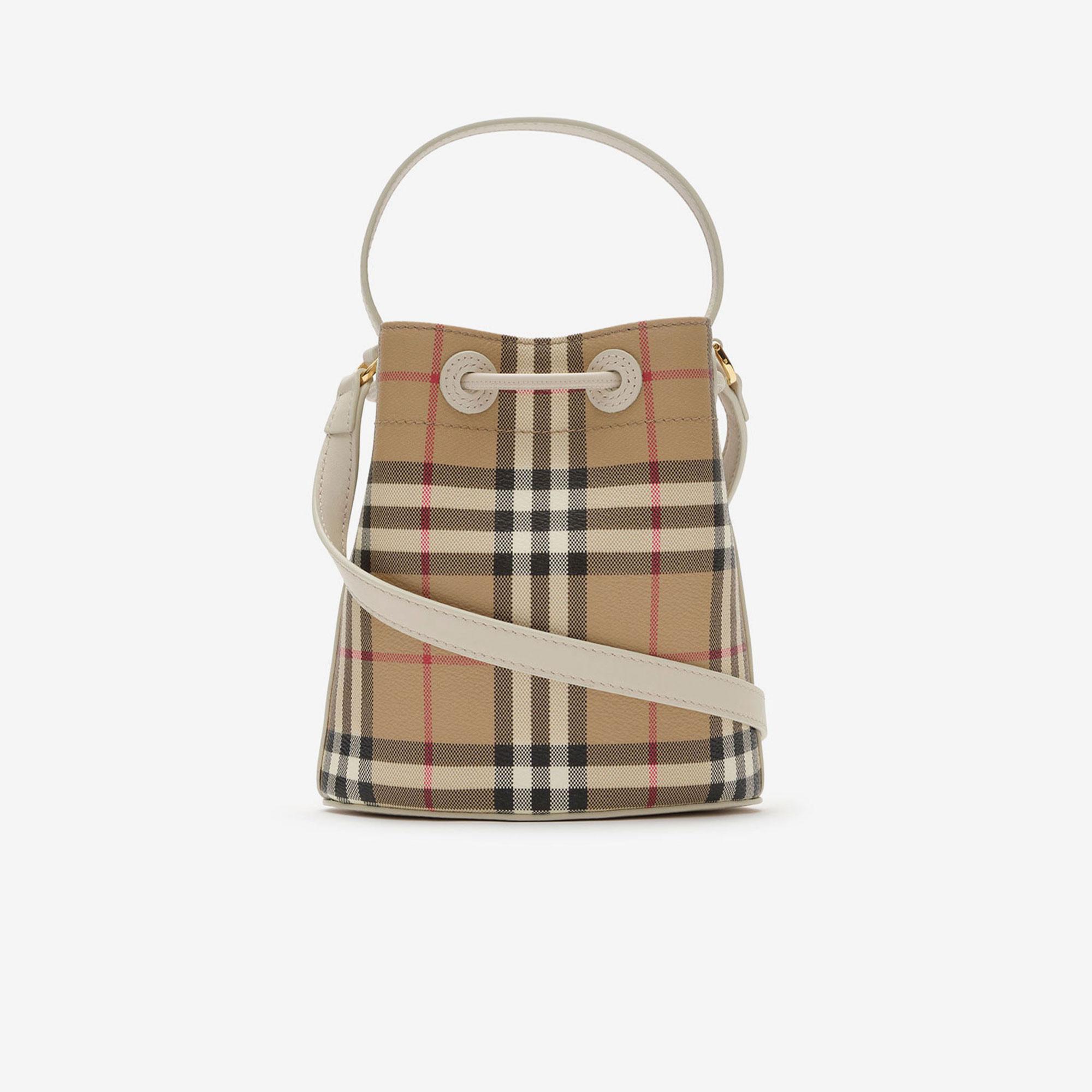 Burberry Mini Check Kadın Bej Postacı Çantası