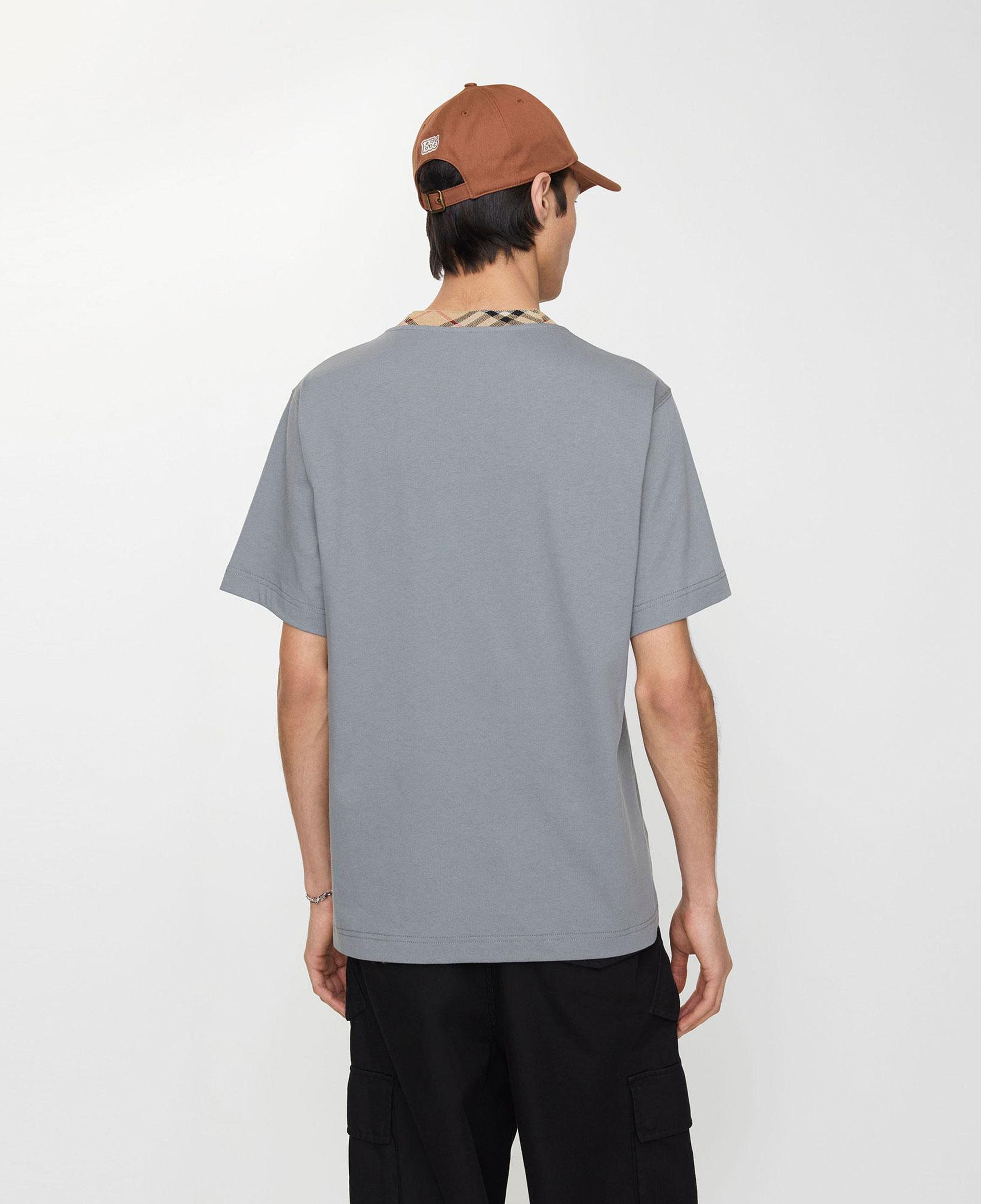 Burberry Check Trim Cotton Erkek Gri T-Shirt