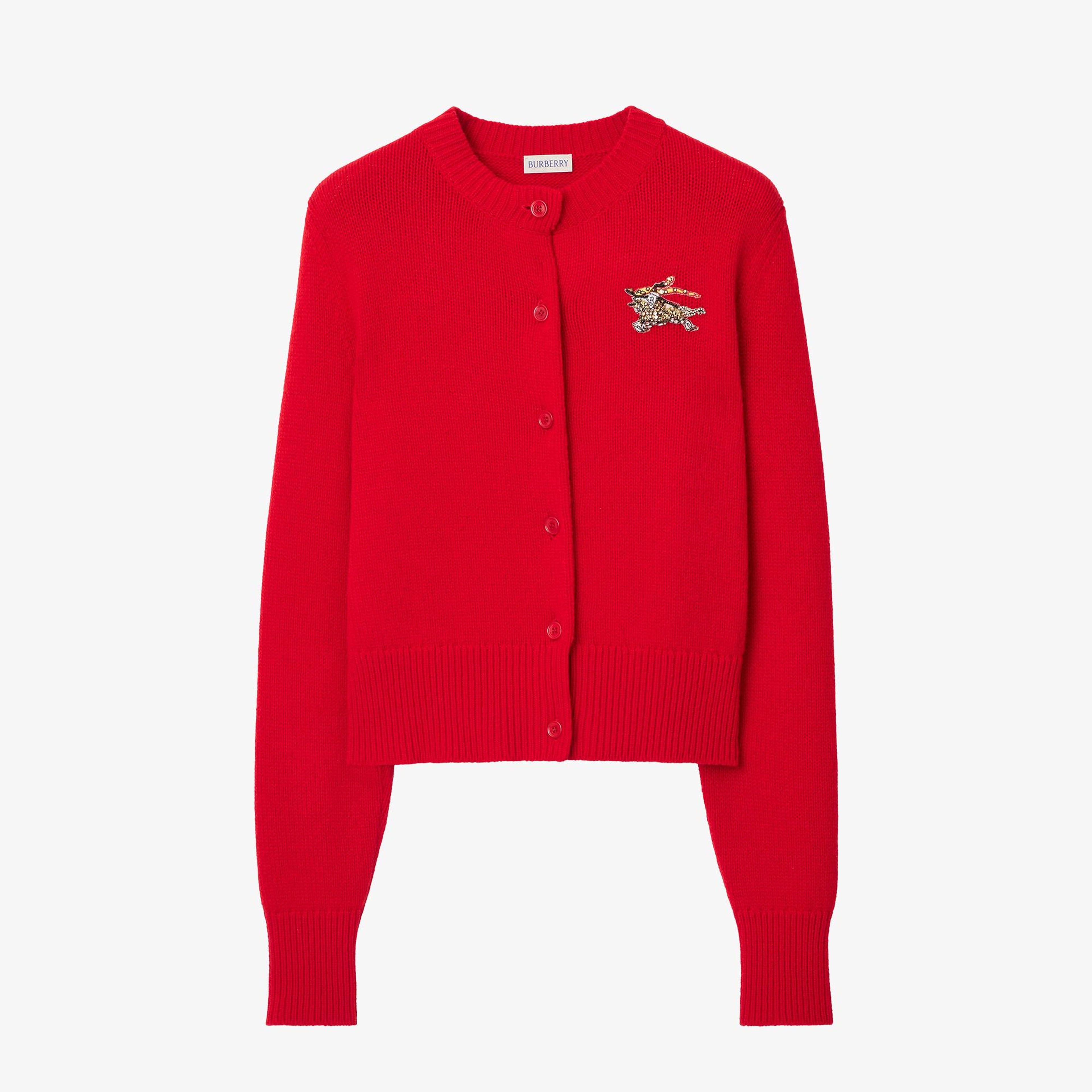 Burberry Wool Cashmere Cardigan Kadın Kırmızı Hırka