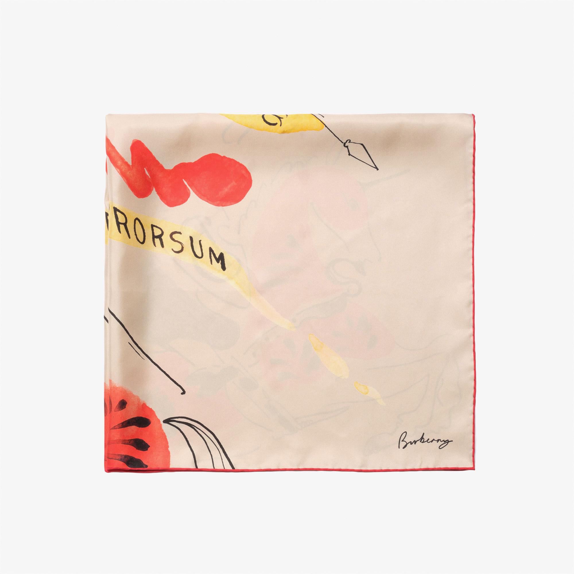 Burberry Watercolour Ekd Silk Kadın Beyaz Eşarp