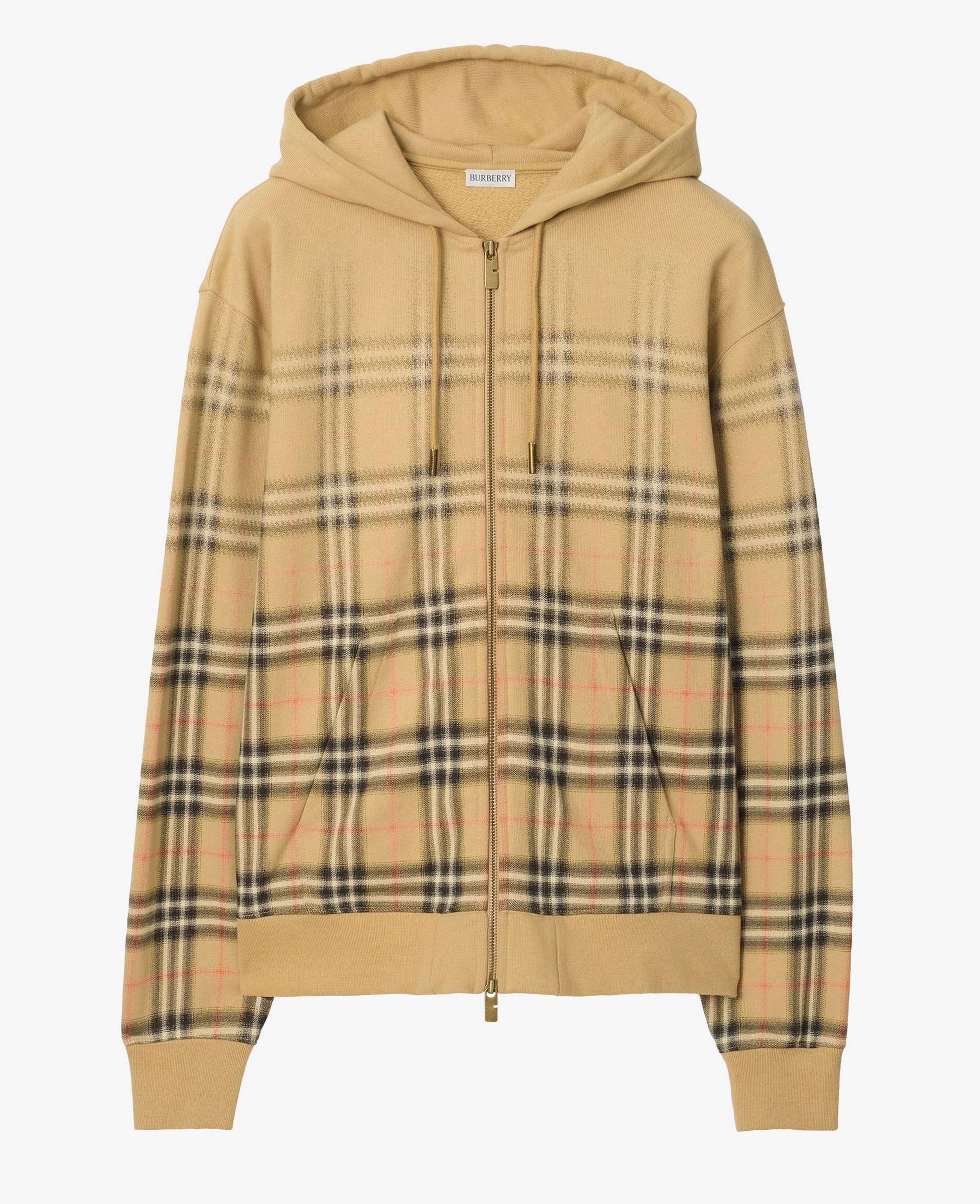 Burberry Gradient Check Cotton Zip Erkek Bej Hoodie
