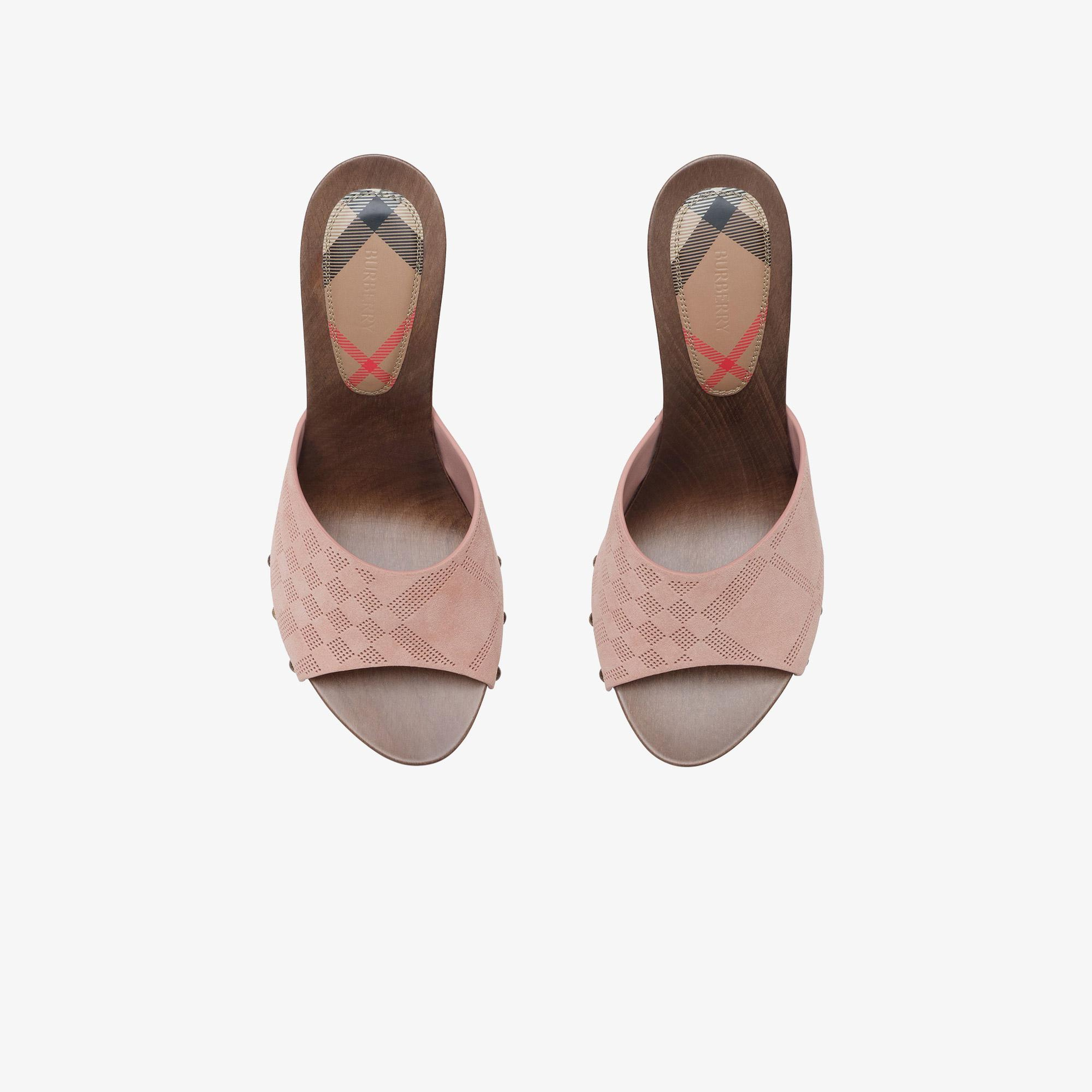Burberry Check Suede Potter Kadın Pembe Sandalet