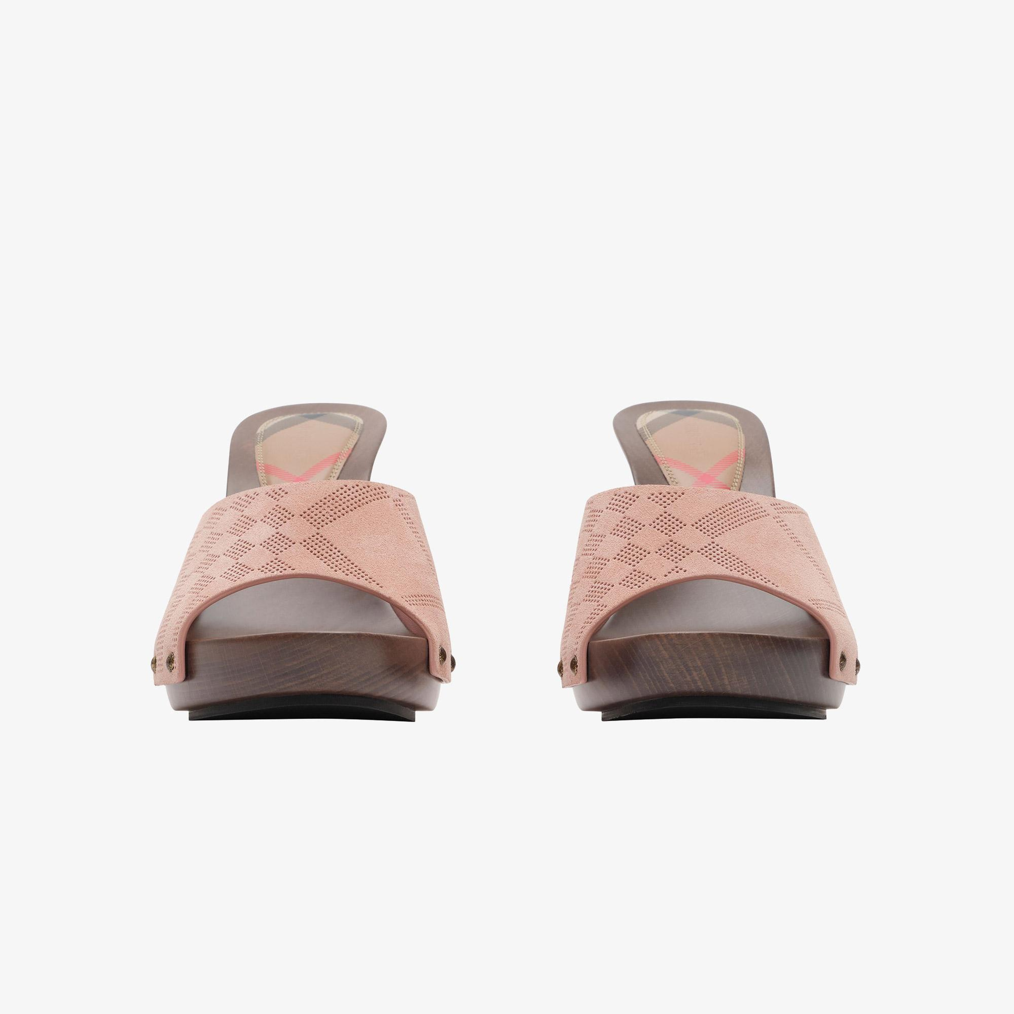 Burberry Check Suede Potter Kadın Pembe Sandalet