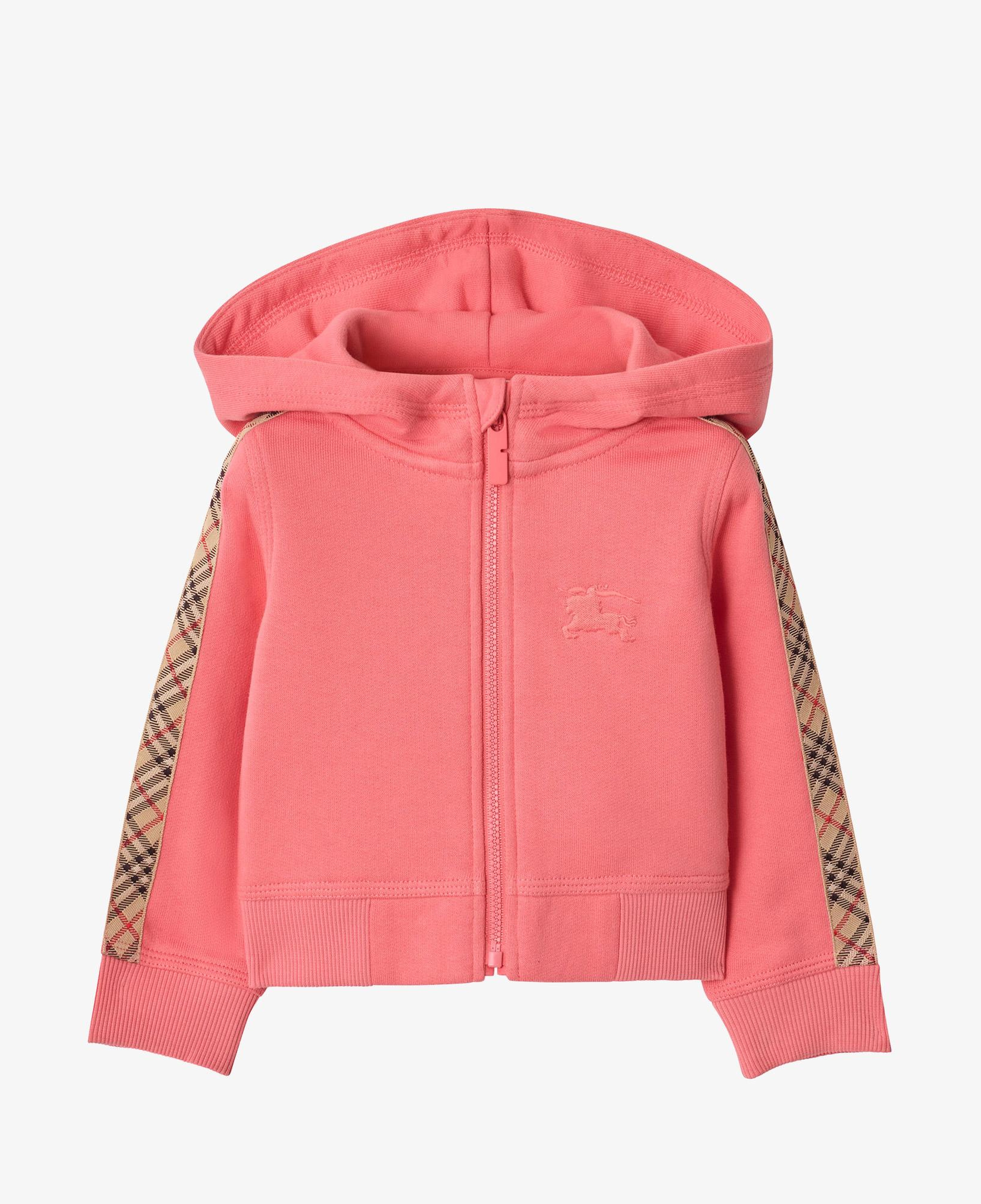 Burberry Check Trim Cotton Zip Çocuk Pembe Hoodie