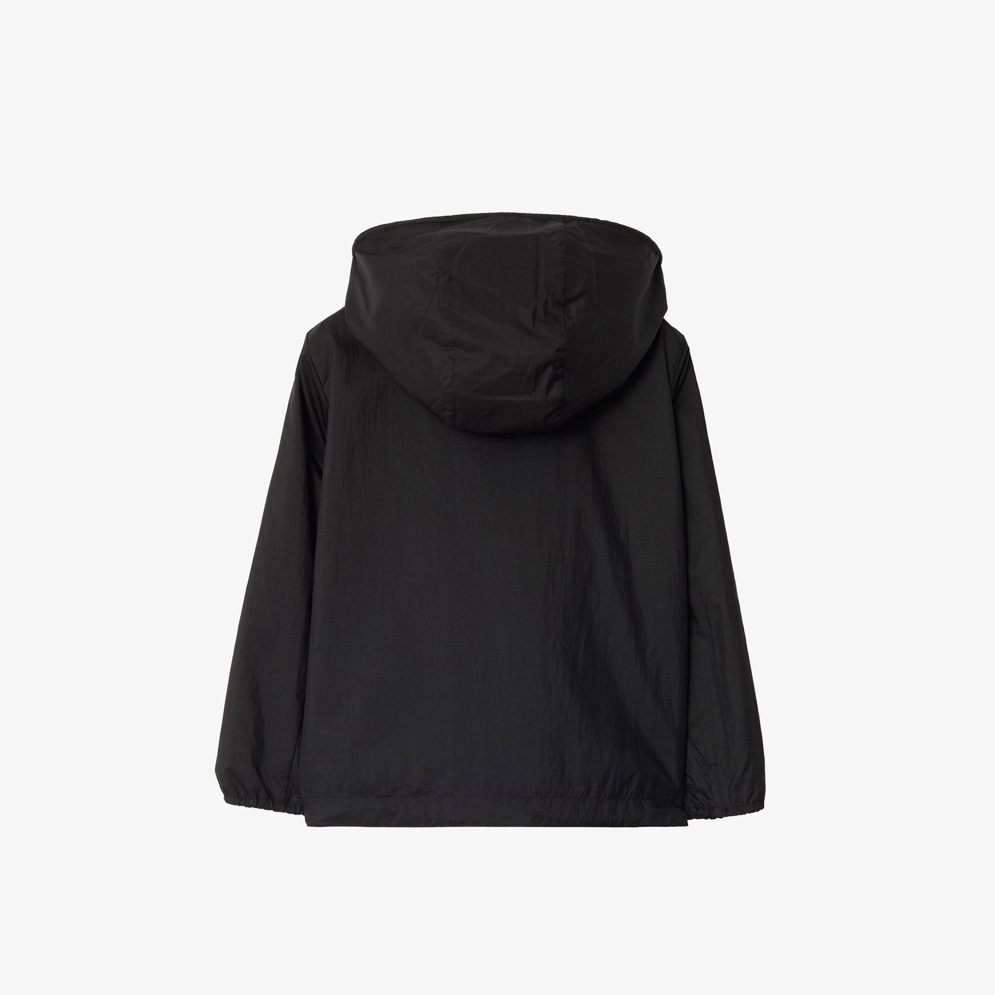 Burberry Checker-Tape Nylon Hooded Çocuk Siyah Mont