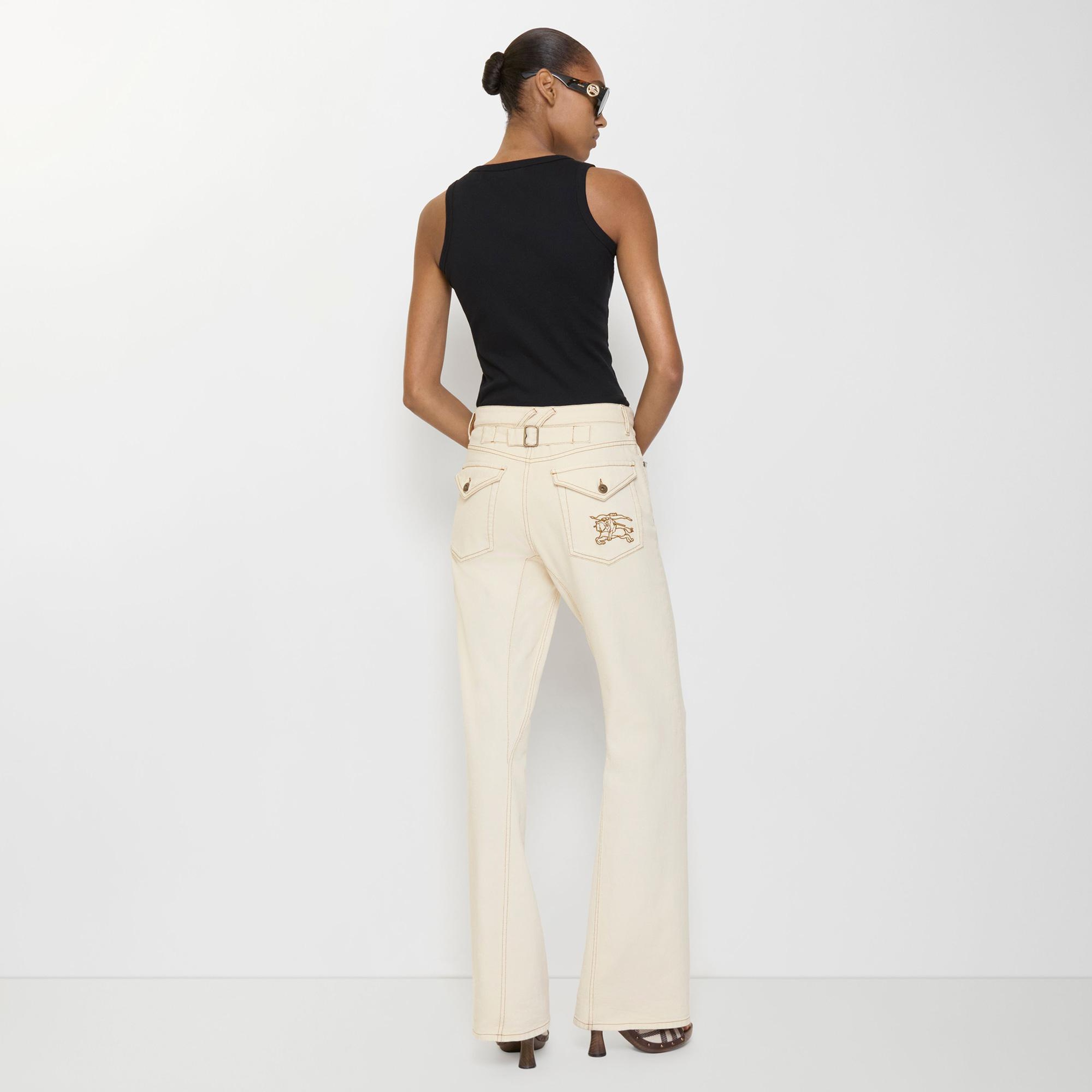 Burberry High Rise Bootcut Kadın Beyaz Jean