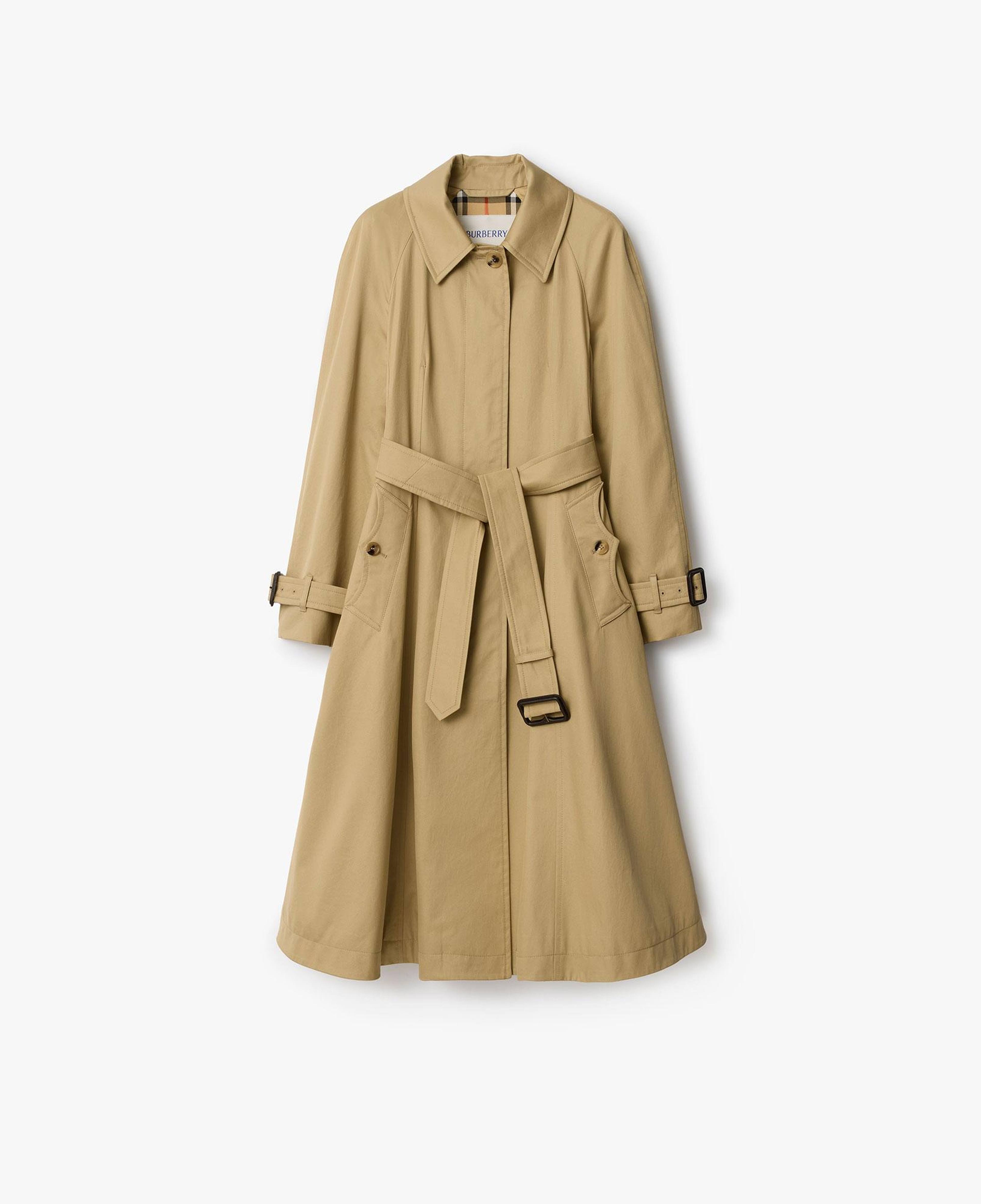 Burberry Long Gabardine Ellingham Fit-And-Flare Car Kadın Bej Pardesü