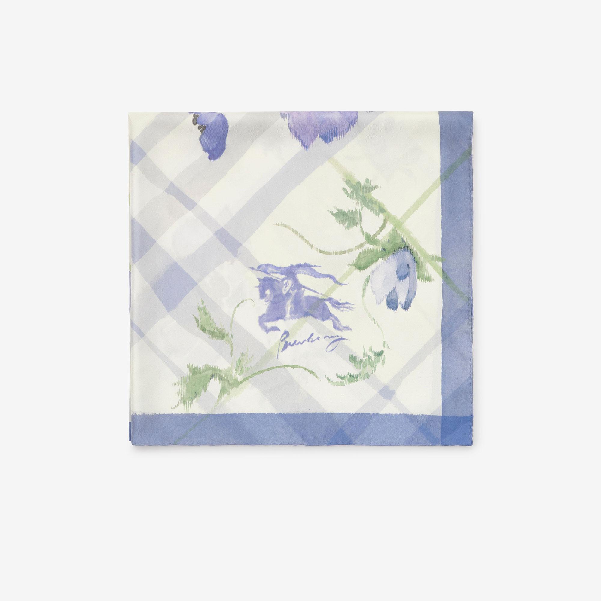 Burberry Watercolour Check Silk Kadın Mavi Eşarp