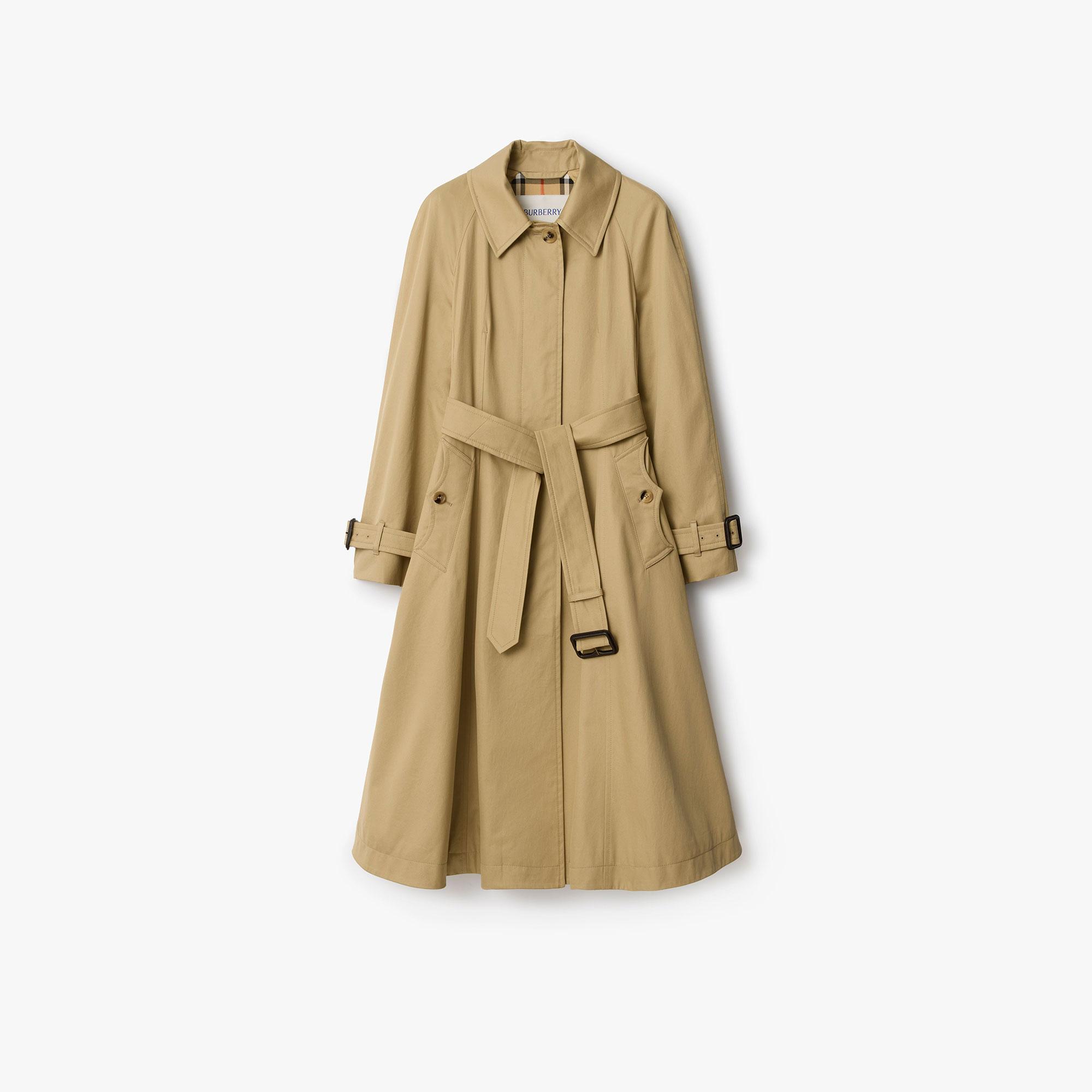 Burberry Long Gabardine Ellingham Fit-And-Flare Car Kadın Bej Pardesü