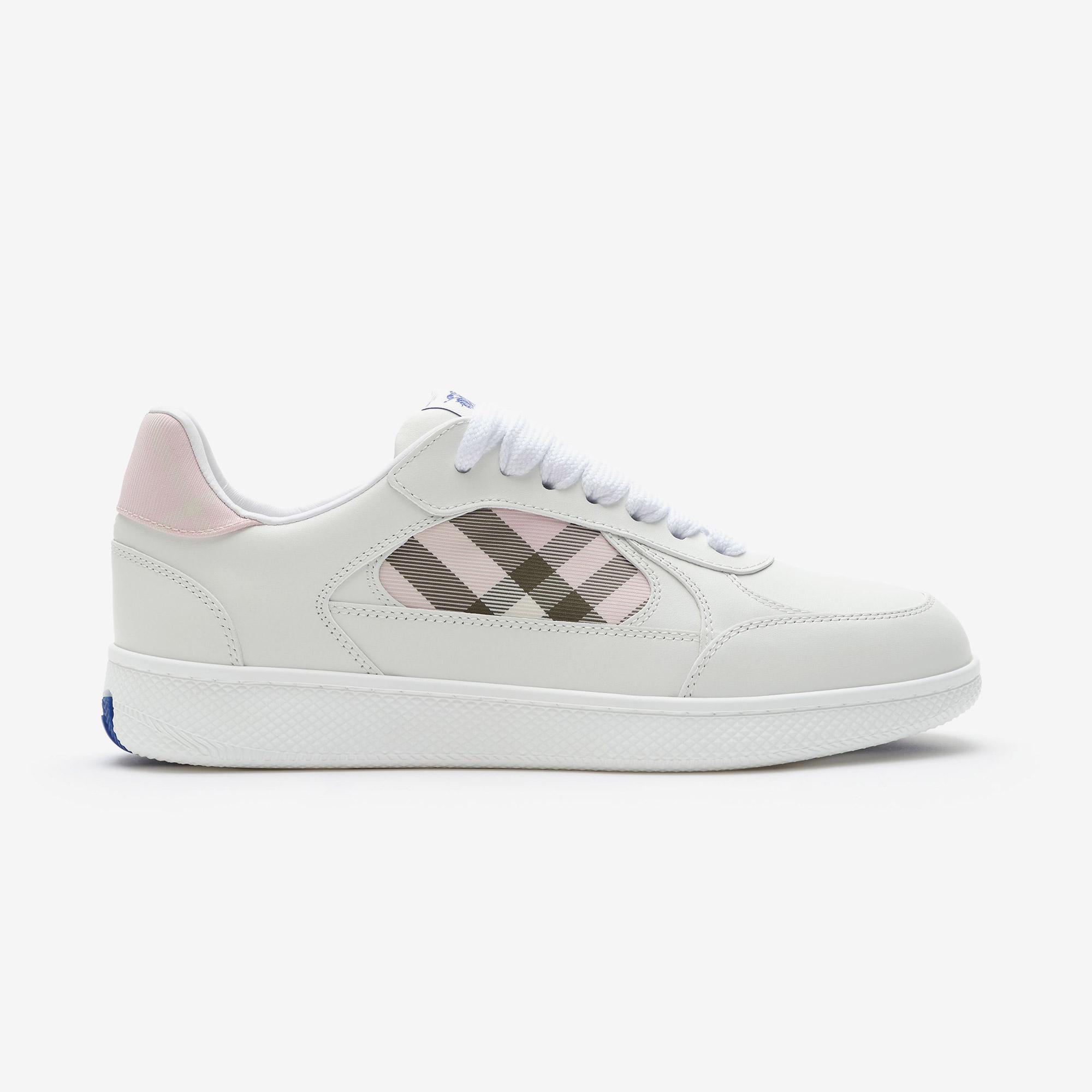 Burberry Leather And Check Terrace Kadın Beyaz Sneaker