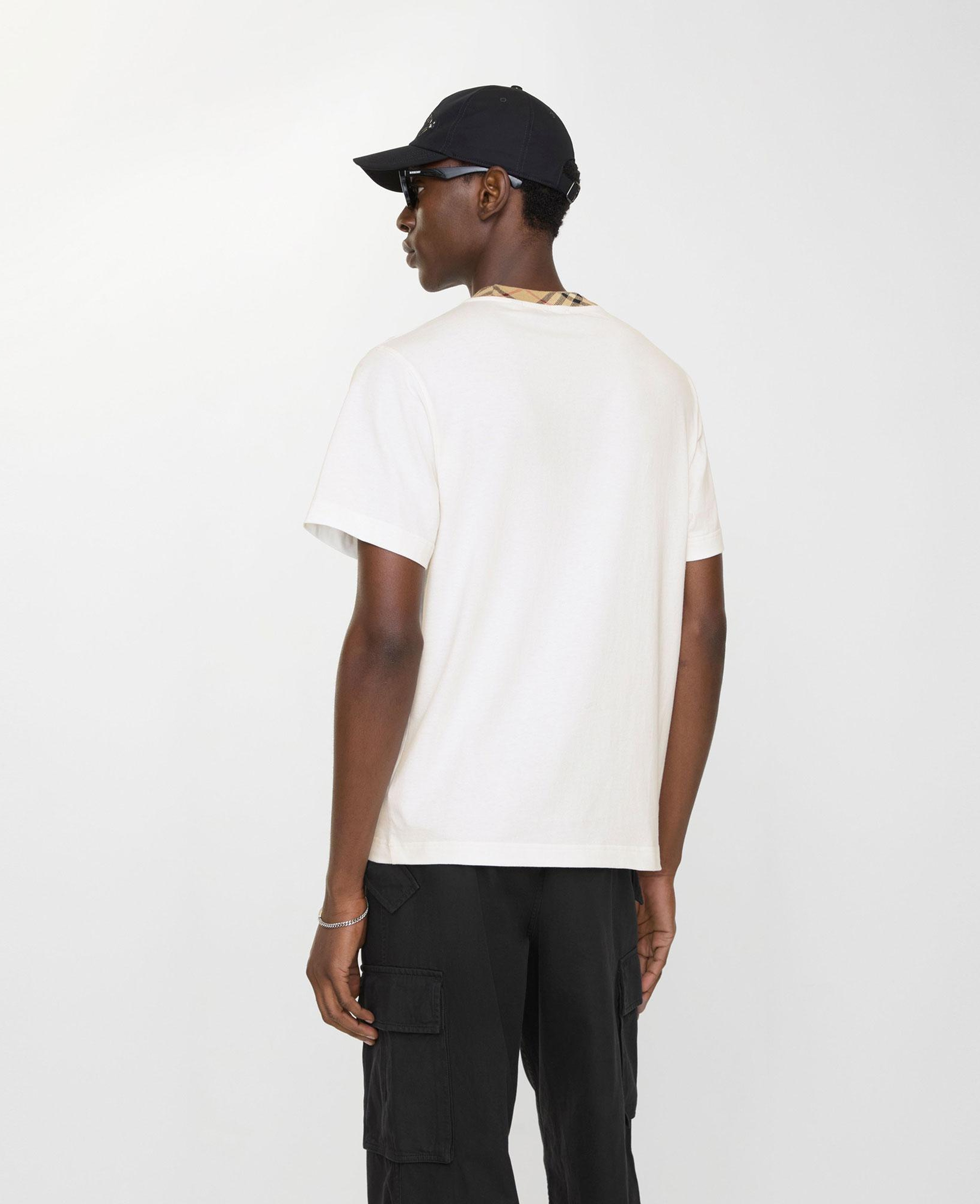 Burberry Check Trim Cotton Erkek Beyaz T-Shirt