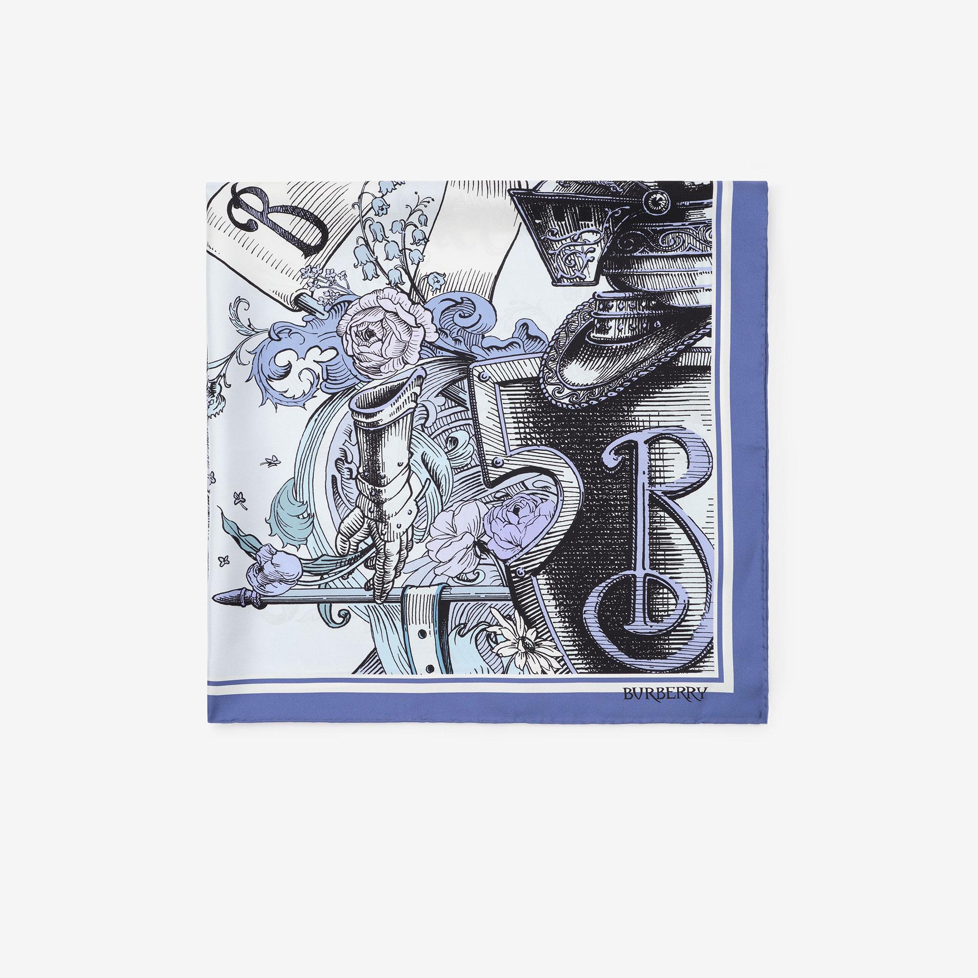 Burberry Etched Knight Silk Kadın Mavi Eşarp