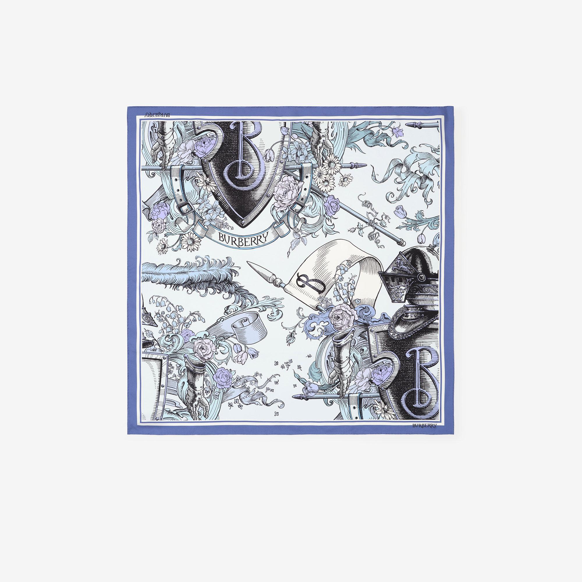 Burberry Etched Knight Silk Kadın Mavi Eşarp