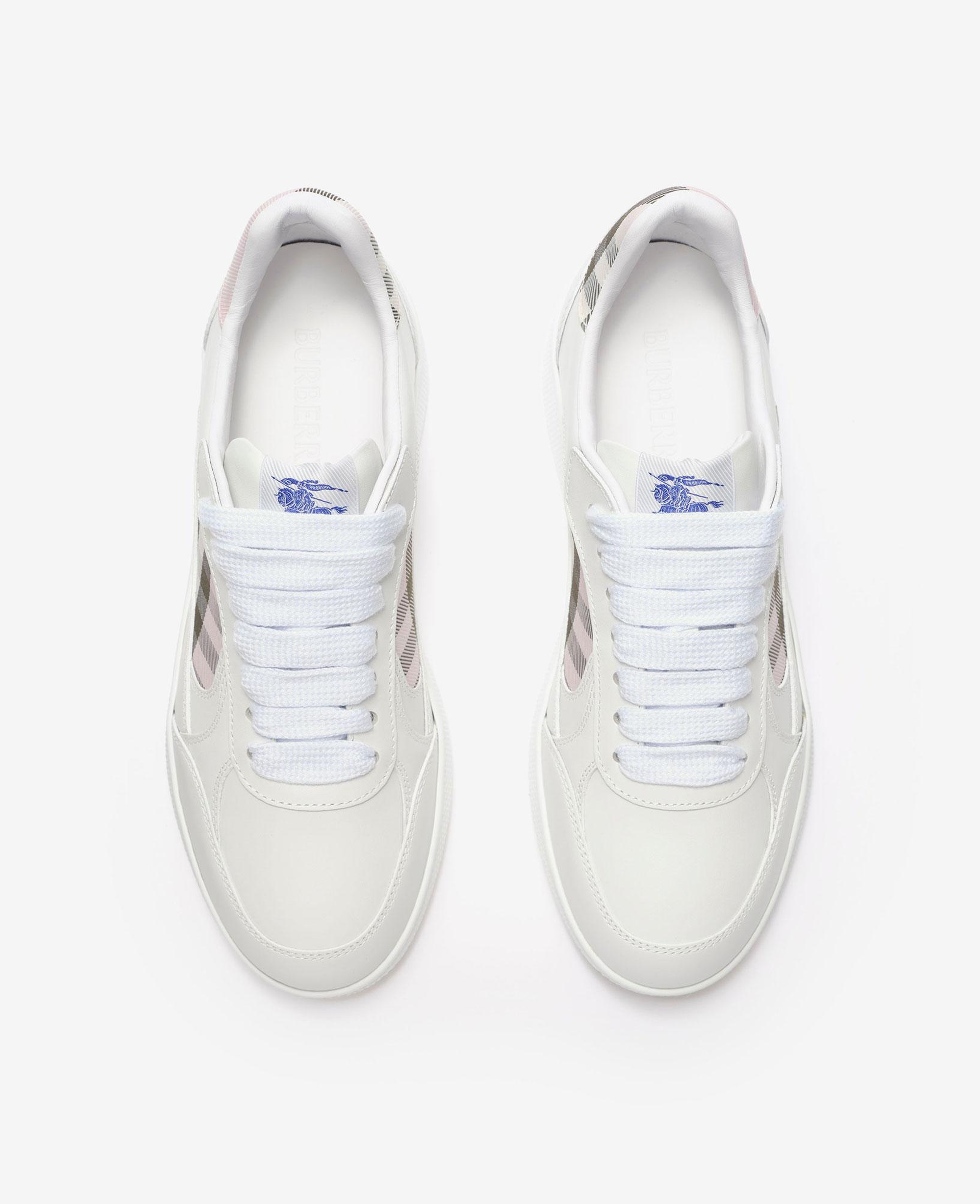Burberry Leather And Check Terrace Kadın Beyaz Sneaker