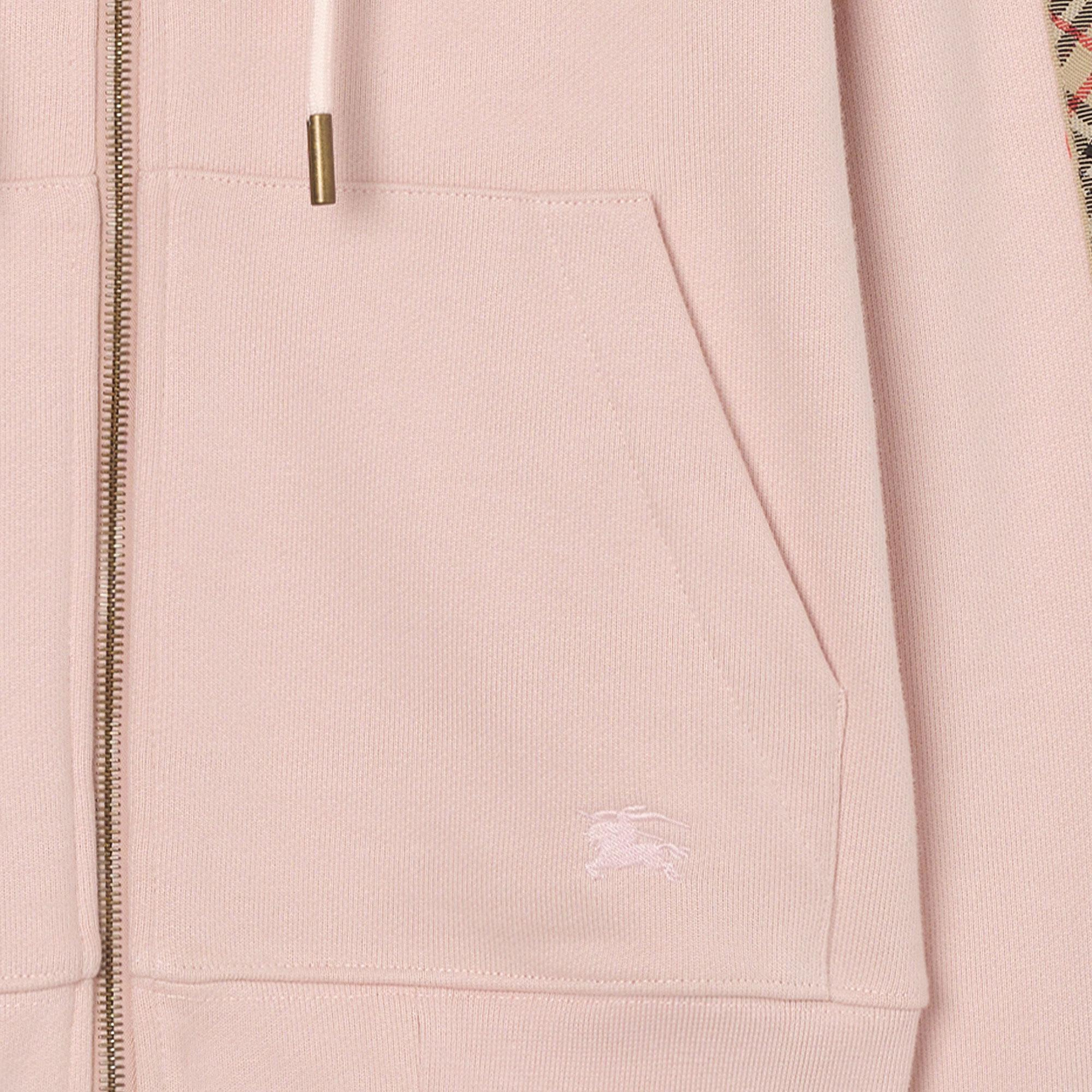 Burberry Check Trim Cotton Zip Kadın Pembe Hoodie