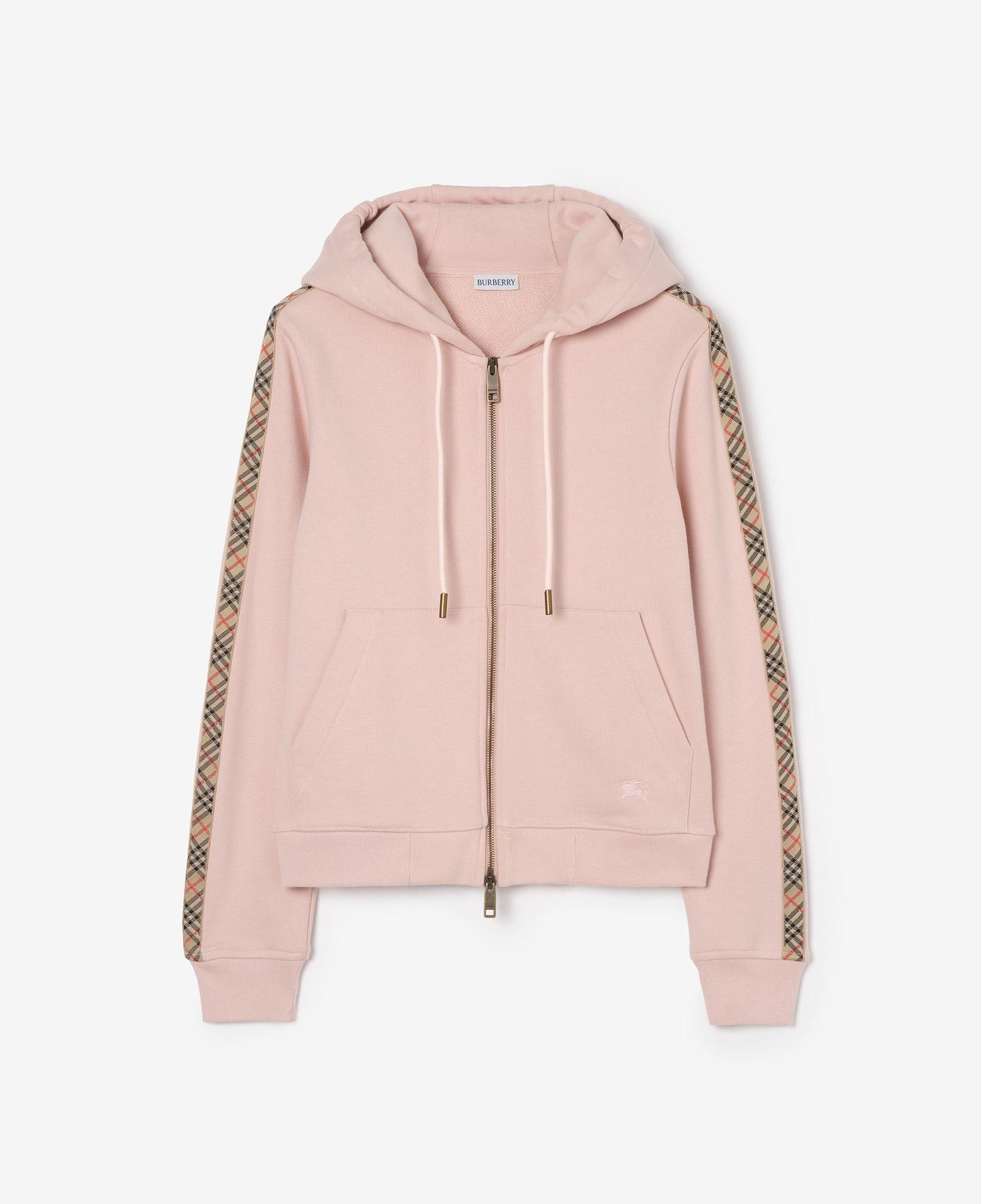 Burberry Check Trim Cotton Zip Kadın Pembe Hoodie