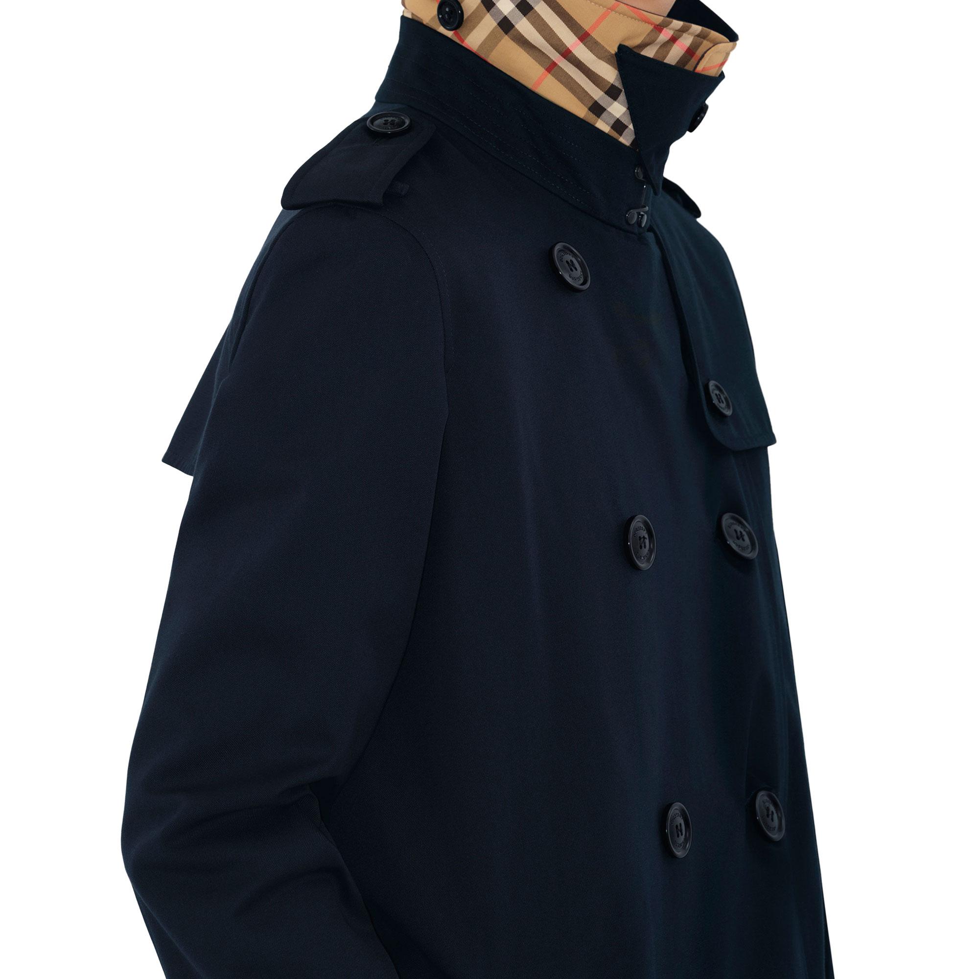 Burberry Short Kensington Heritage Kadın Lacivert Trençkot