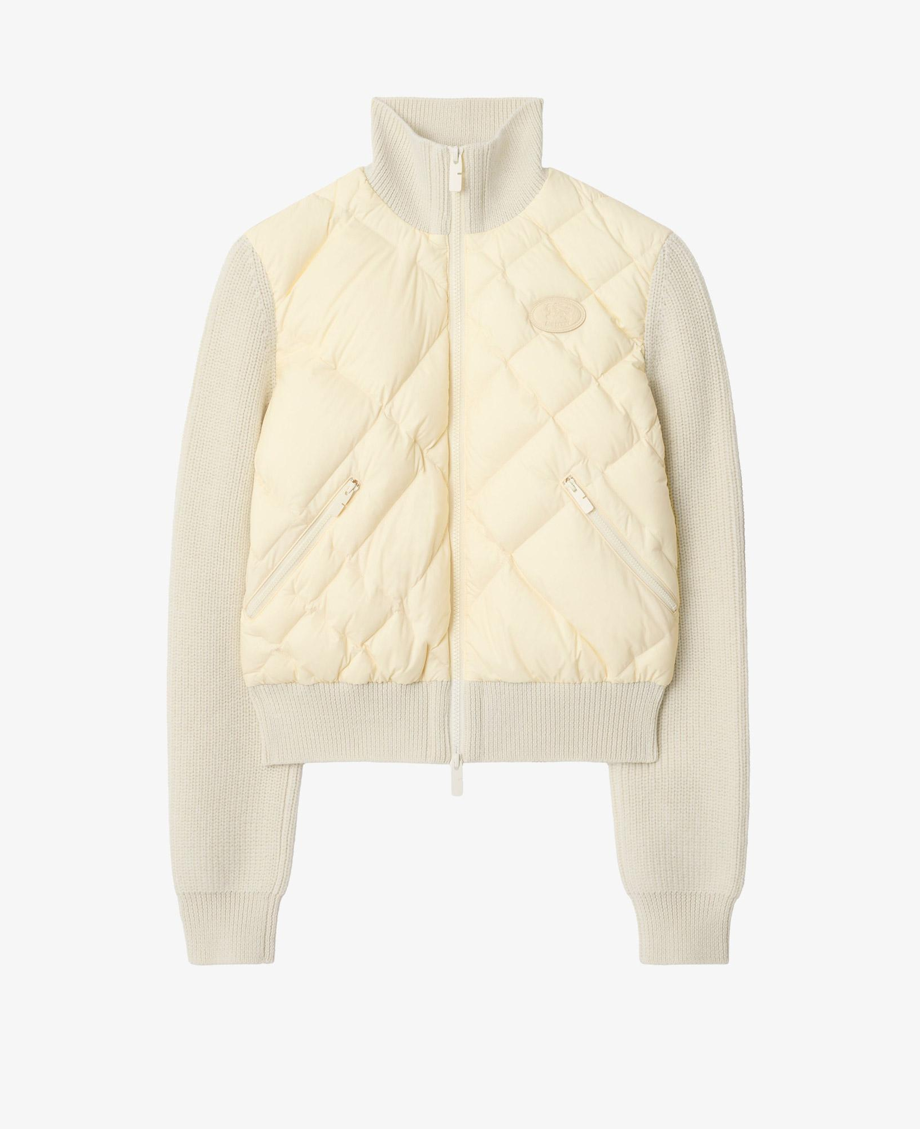 Burberry Check-Stitch Nylon And Wool Kadın Beyaz Mont