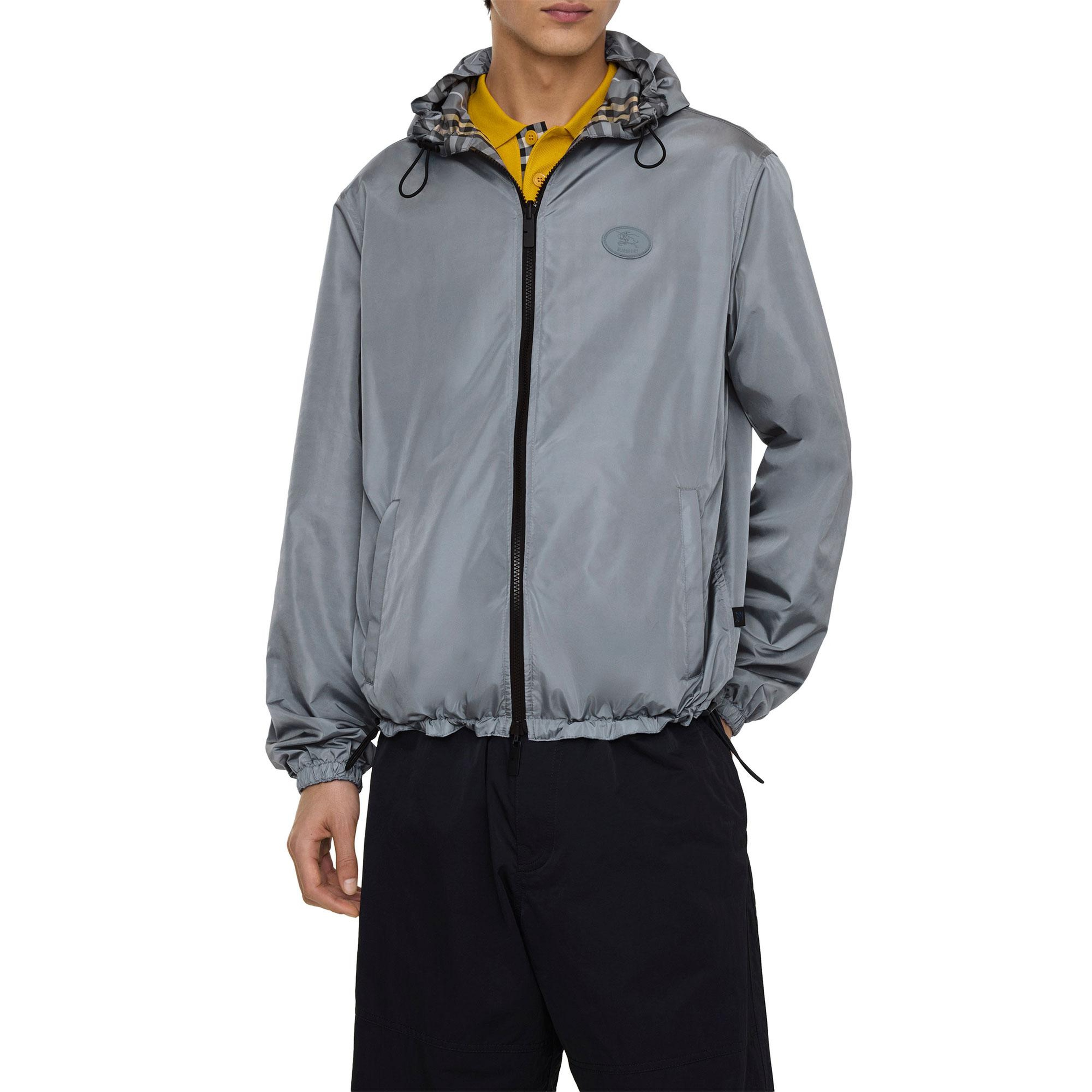 Burberry Reversible Check Hooded Erkek Mavi Mont