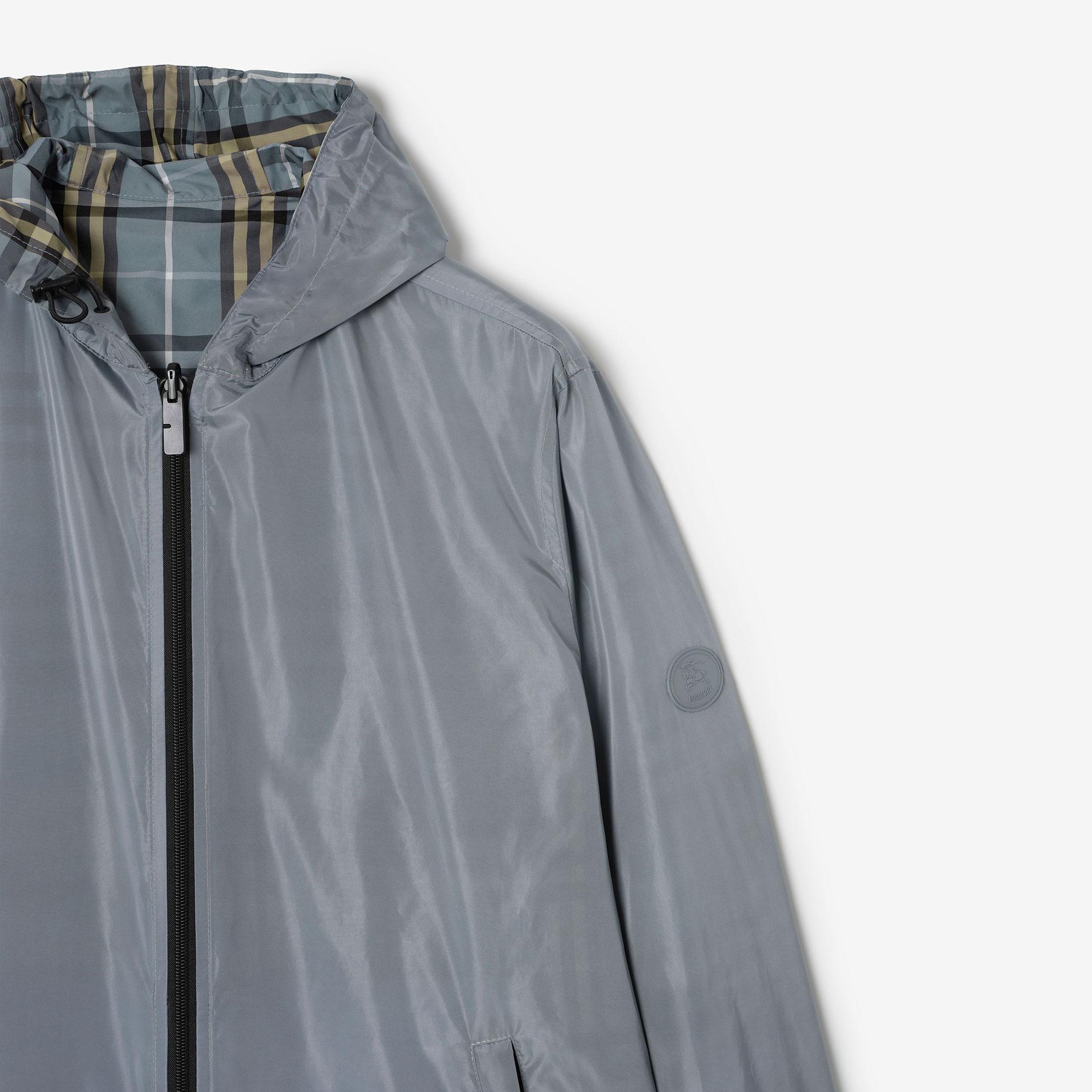 Burberry Reversible Check Hooded Erkek Mavi Mont