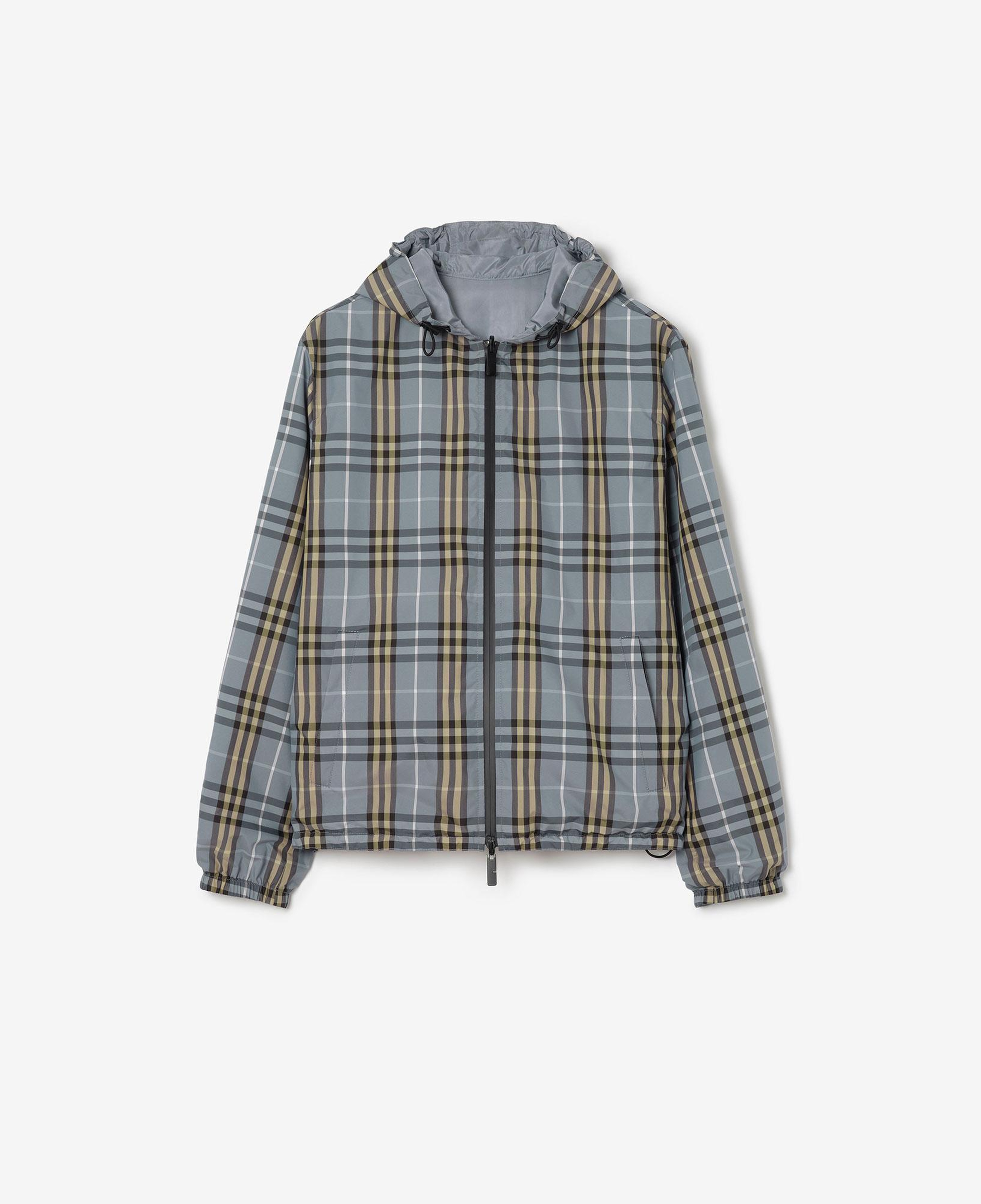 Burberry Reversible Check Hooded Erkek Mavi Mont