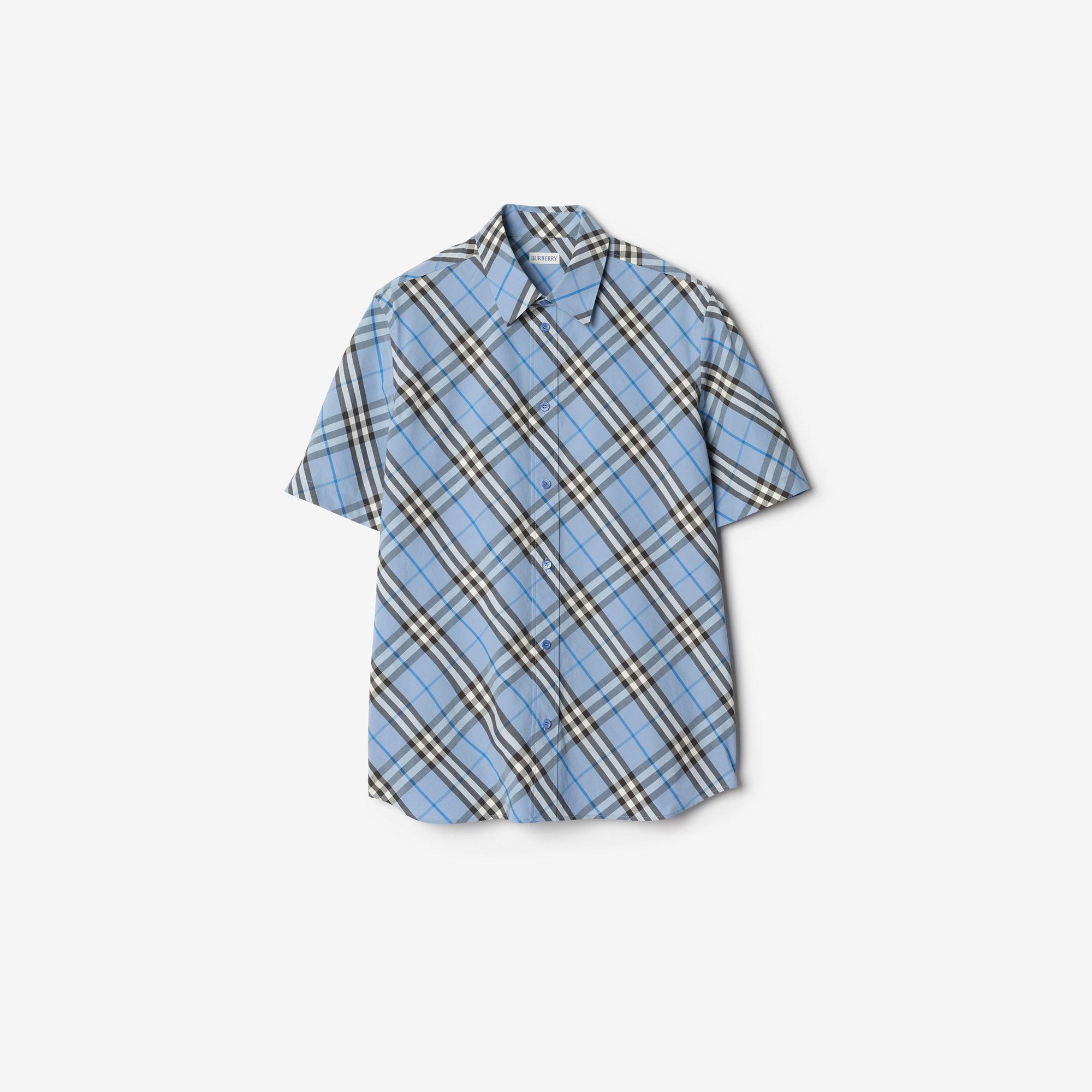 Burberry Regular Fit Check Cotton Erkek Mavi Gömlek